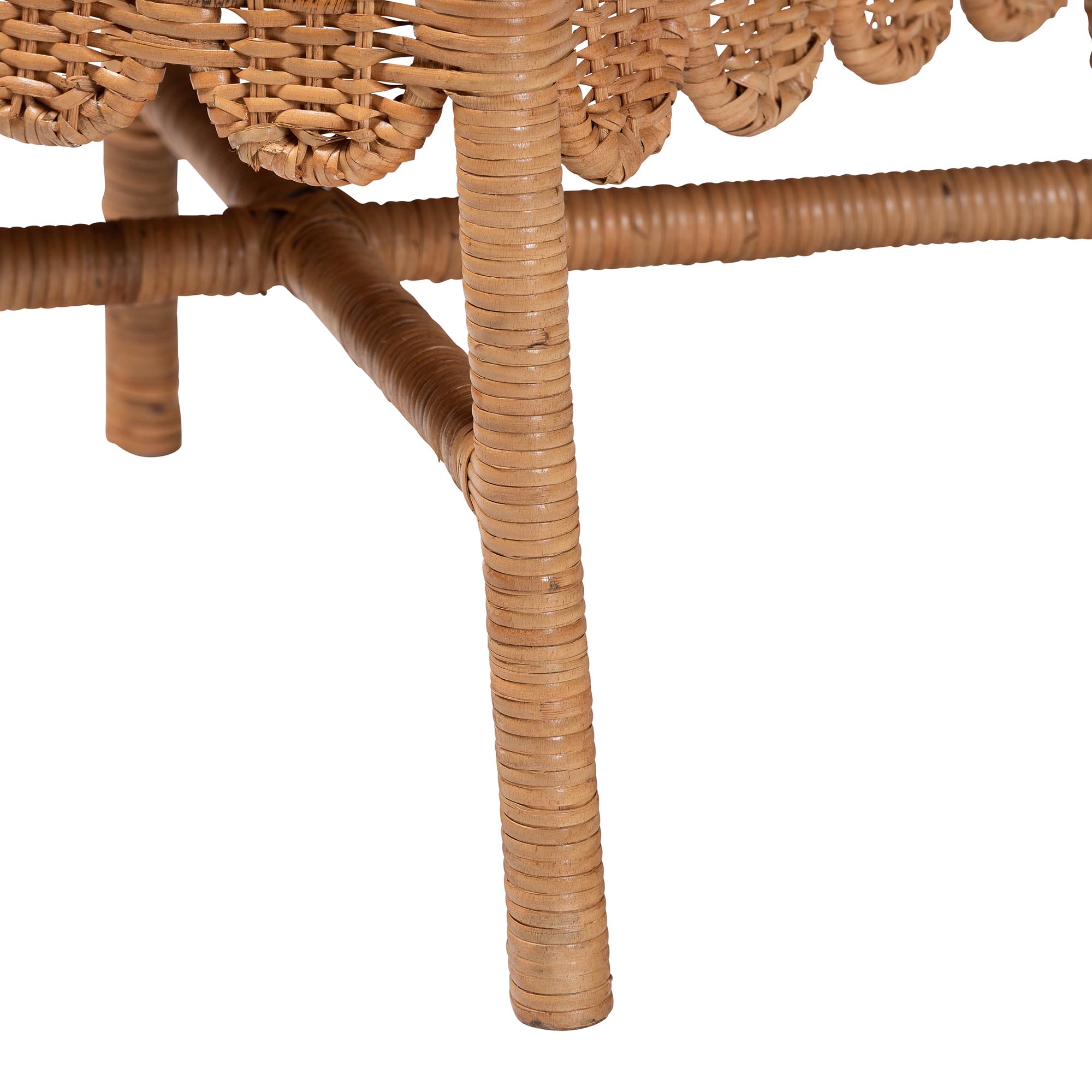 bali & pari Abagale Natural Rattan 2-Piece Dining Chair Set - Handwoven Wicker Accent Side Chair with Floral Back and Removable Cushion, Artisanal Seating for Kitchen or Dining Room