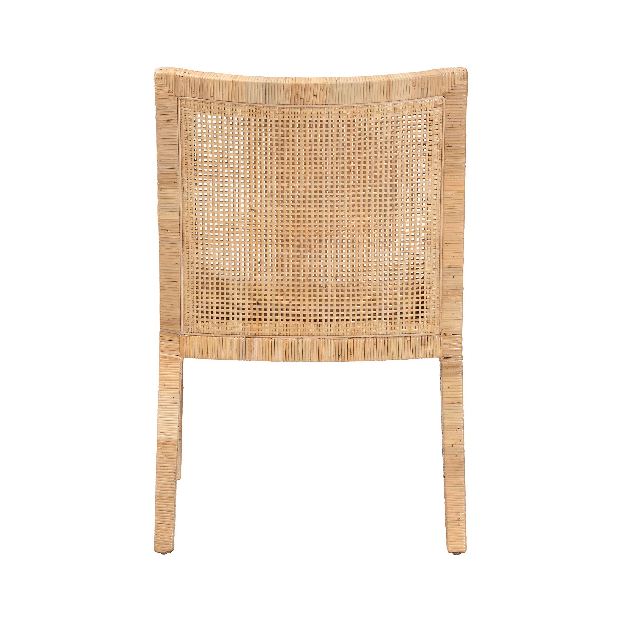 bali & pari Alexis Natural Rattan Dining Chair - Handcrafted Wingback Accent Chair with Woven Back and Removable Seat Cushion, Coastal Boho Seating for Kitchen or Dining Room