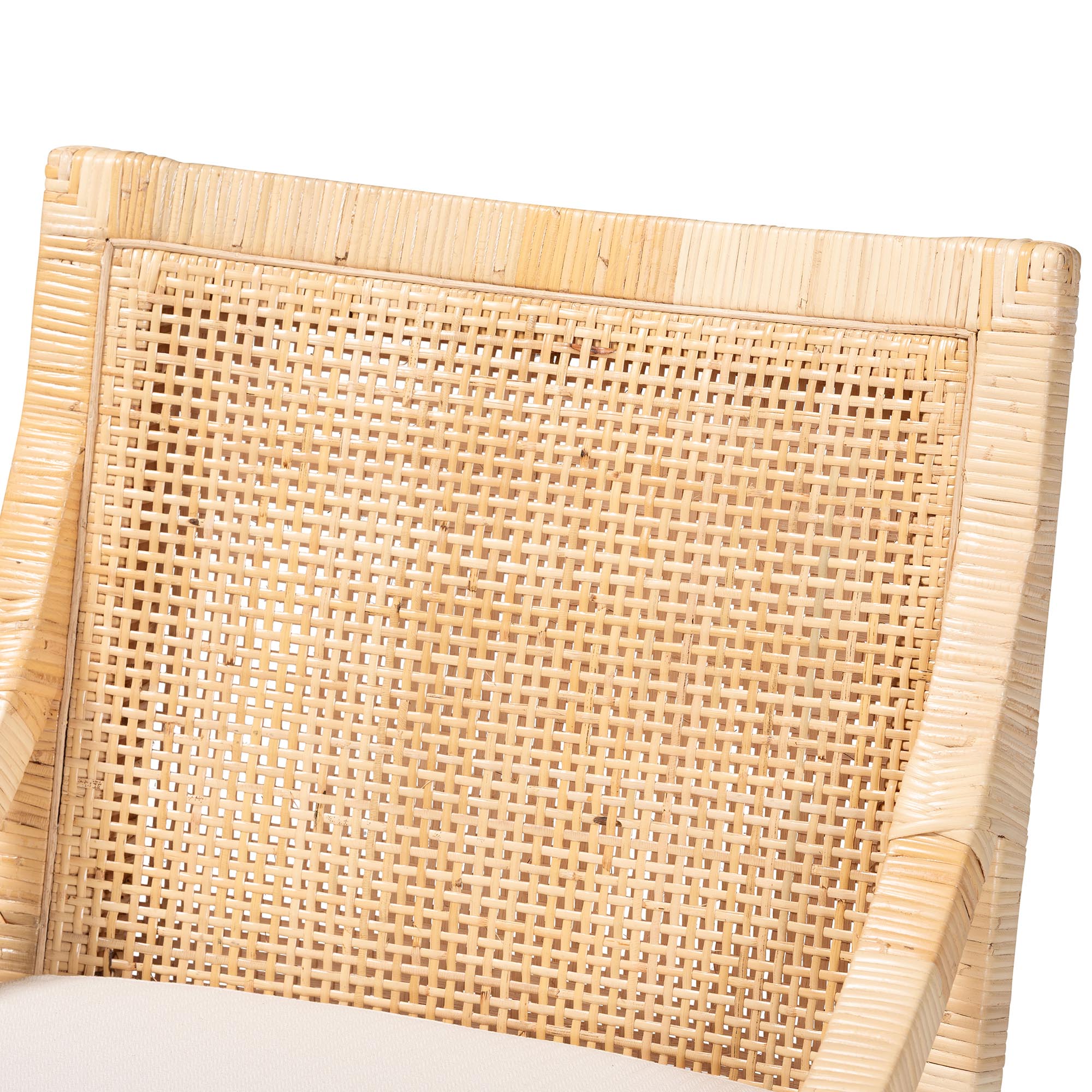 bali & pari Alexis Natural Rattan Dining Chair - Handcrafted Wingback Accent Chair with Woven Back and Removable Seat Cushion, Coastal Boho Seating for Kitchen or Dining Room