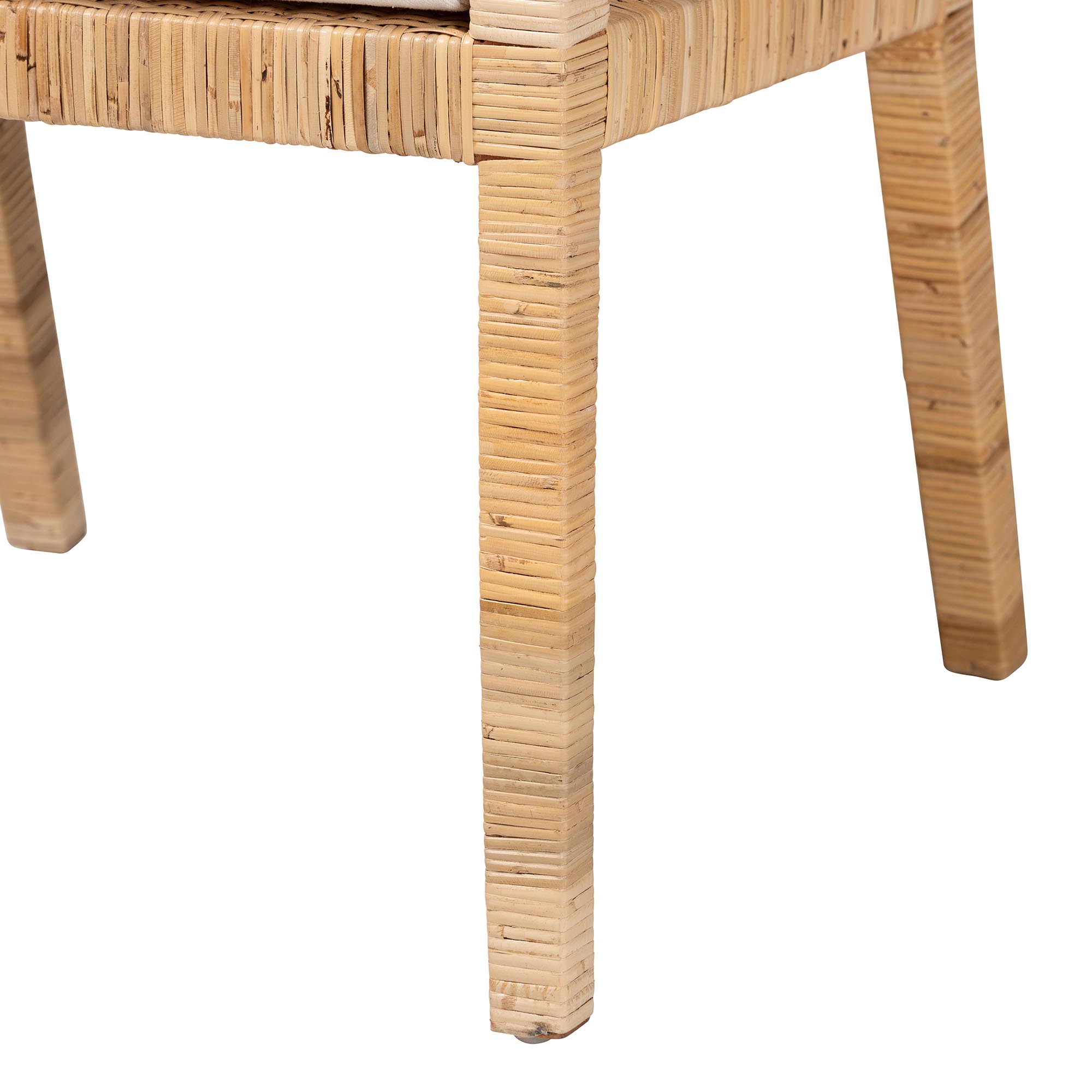 bali & pari Alexis Natural Rattan Dining Chair - Handcrafted Wingback Accent Chair with Woven Back and Removable Seat Cushion, Coastal Boho Seating for Kitchen or Dining Room