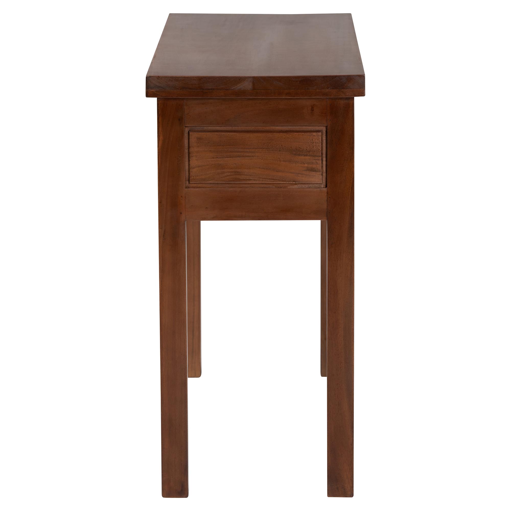 bali & pari Alannis Mahogany Wood Console Table - Accent Table with Carved Floral Apron for Entryway, Living Room, or Hallway