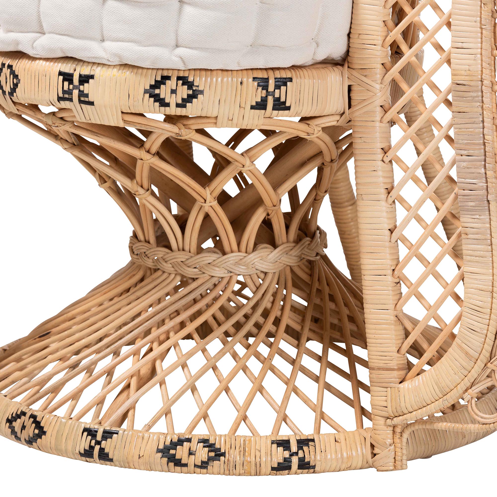 bali & pari Nafisa Natural Rattan Peacock Chair - Handwoven Wicker Accent Chair with Fan Backrest and Removable Cushion, Boho Coastal Accent Seating for Living Room or Events