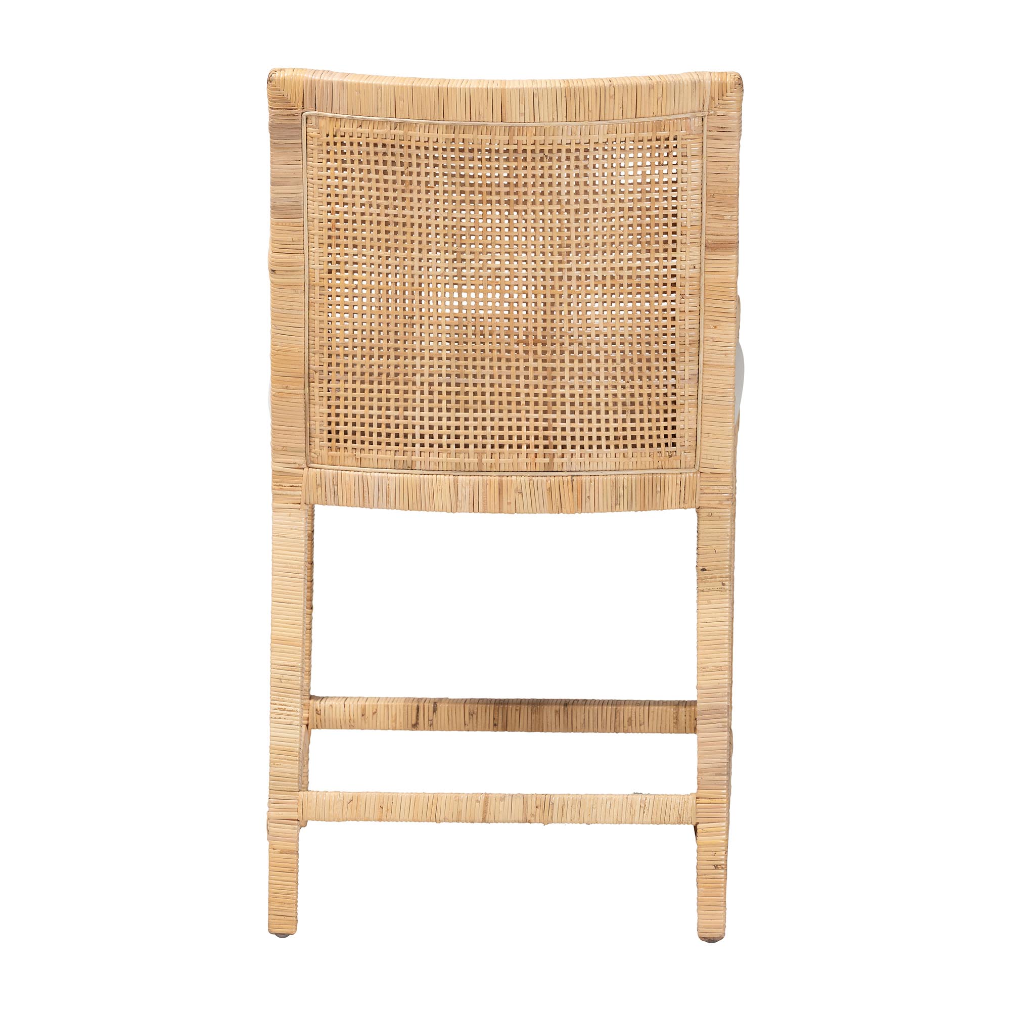 bali & pari Alexis Natural Rattan Counter Stool - Handcrafted Wingback Counter Chair with Woven Back and Removable Seat Cushion, Coastal Boho Style Seating for Kitchen Island or Dining Area