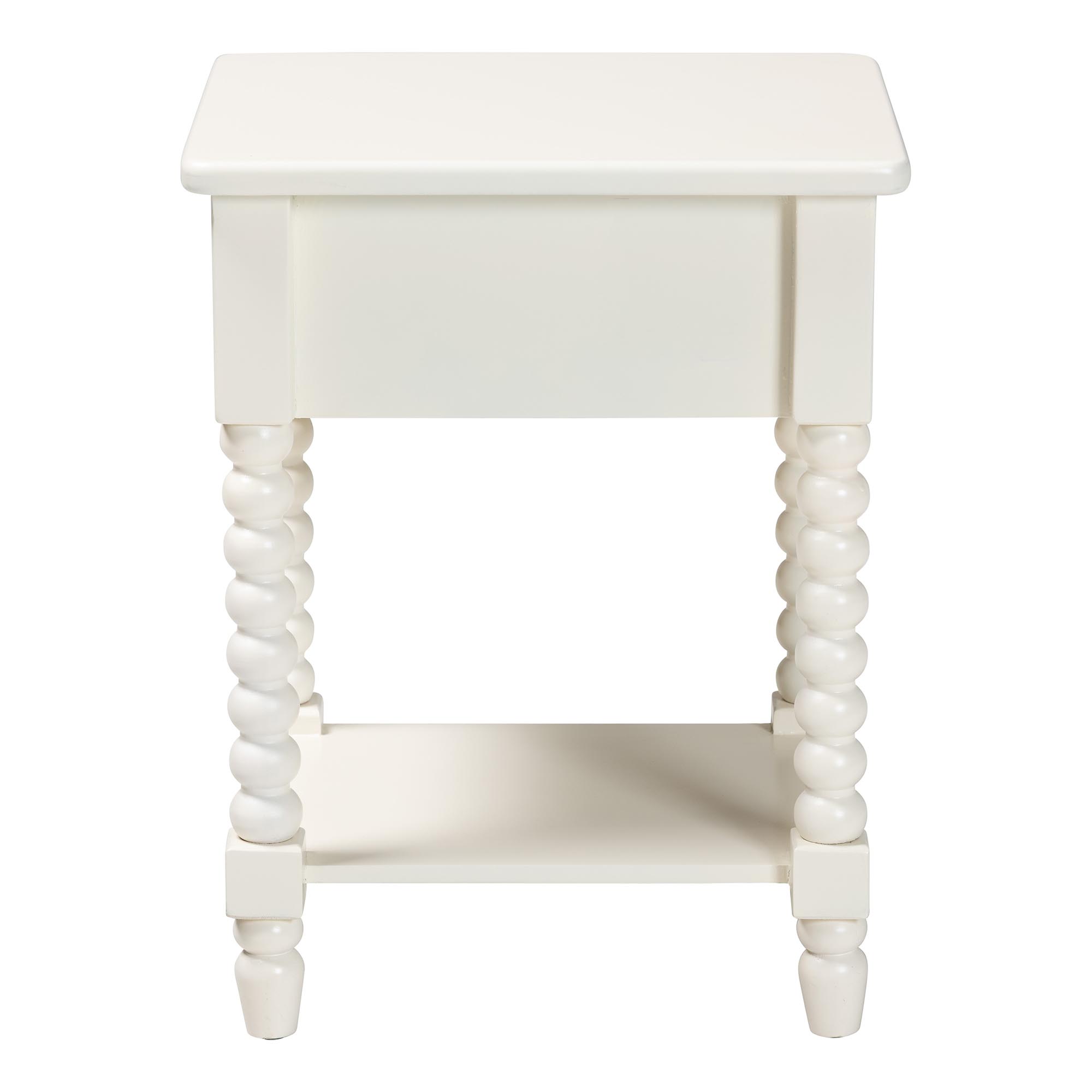 Baxton Studio Raynera End Table with Bobbin Legs - 1-Drawer Accent Table with Spindle Turned Legs and Open Shelf, Cottage Farmhouse Style Side Table for Living Room