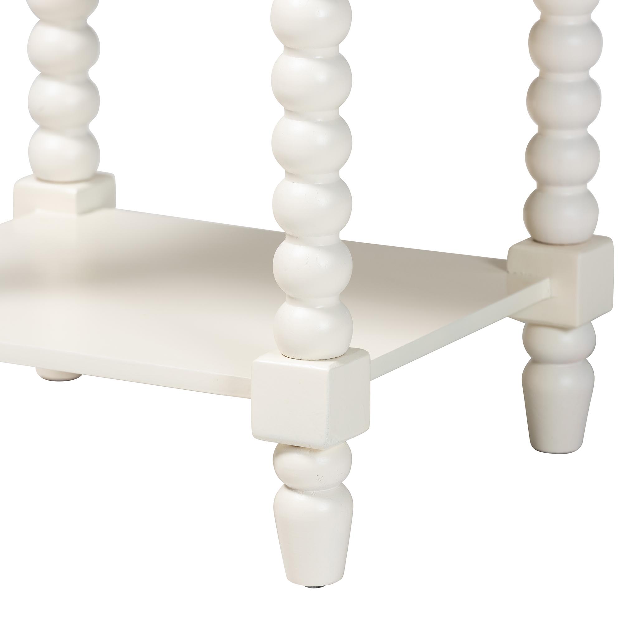 Baxton Studio Raynera End Table with Bobbin Legs - 1-Drawer Accent Table with Spindle Turned Legs and Open Shelf, Cottage Farmhouse Style Side Table for Living Room