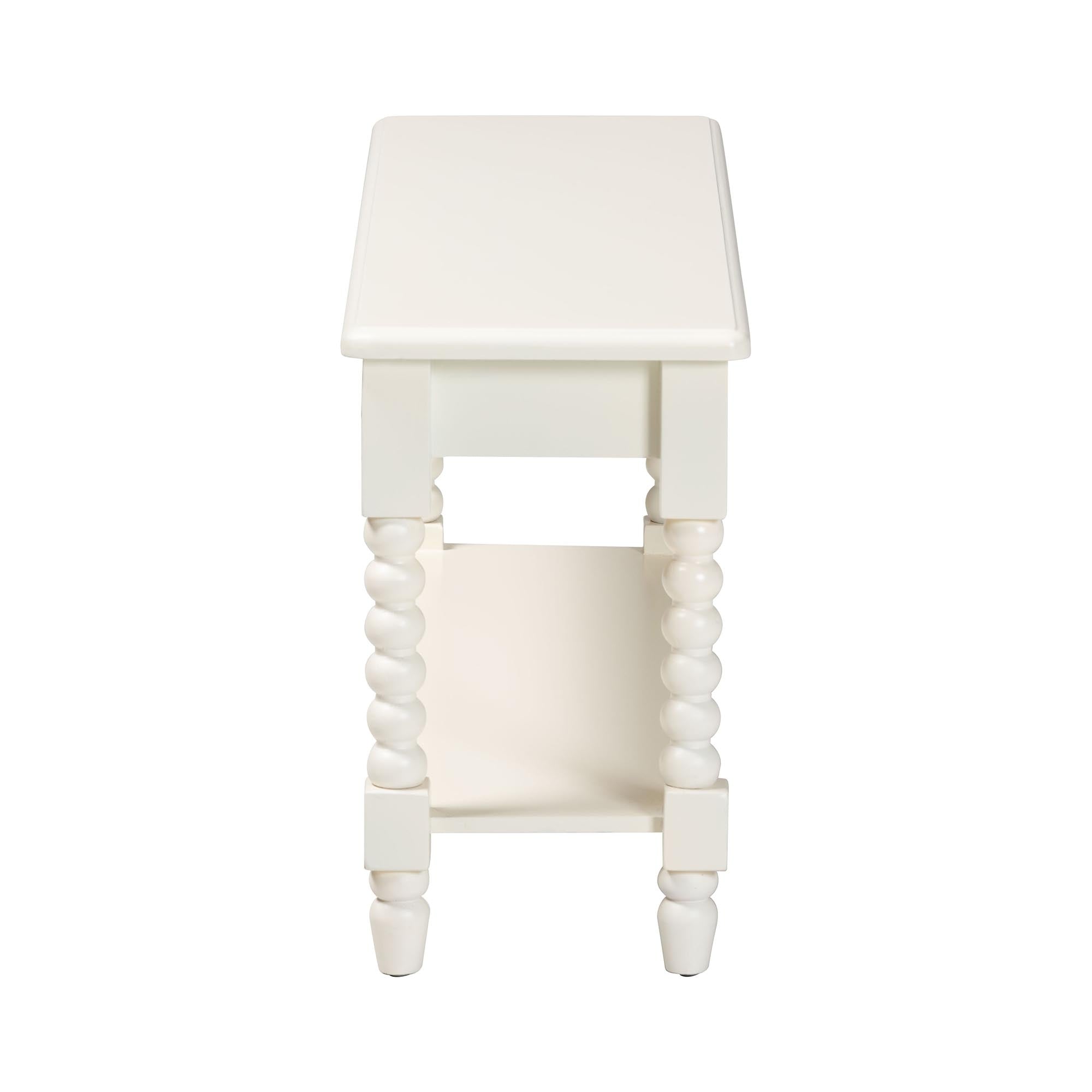 Baxton Studio Bayard Accent Bench with Bobbin Legs - Spindle Leg Entryway Bench with Shelf, Cottage Farmhouse Style Hallway or Mudroom Seating