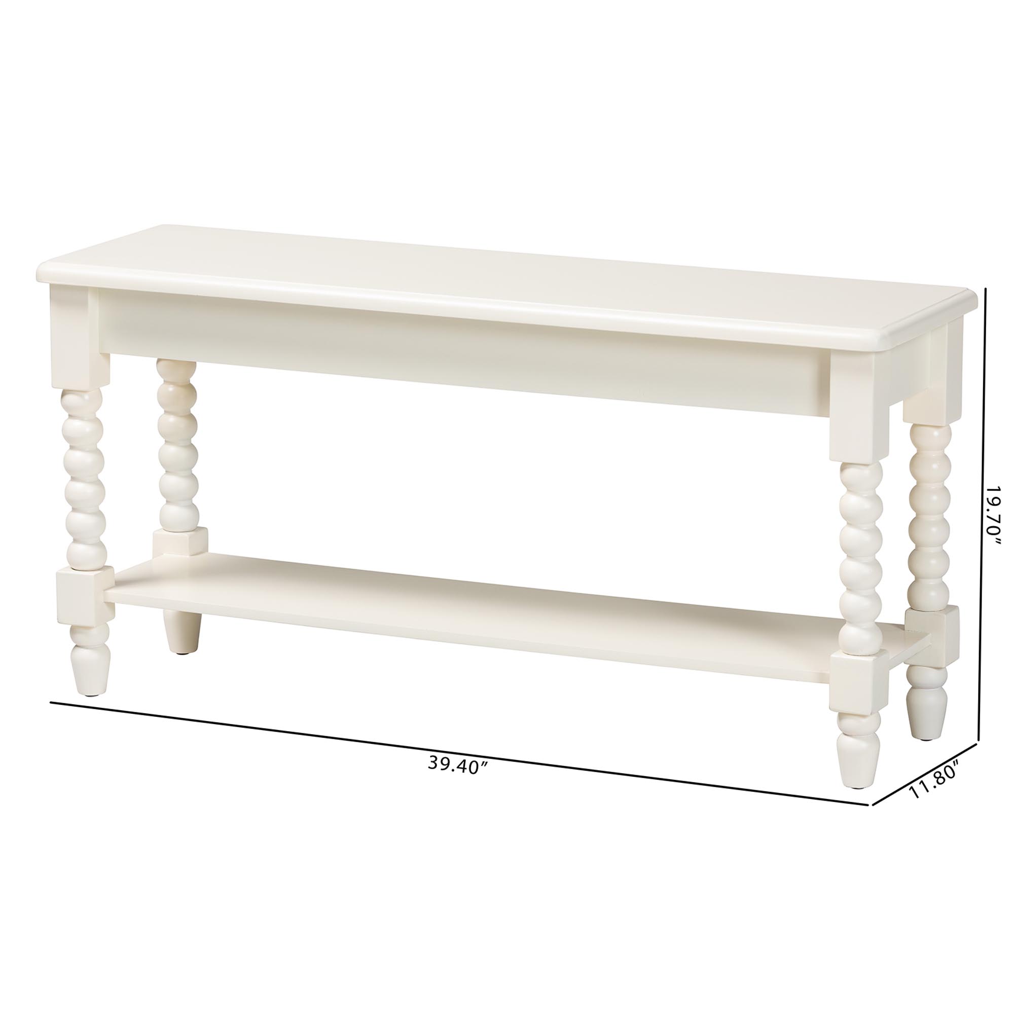 Baxton Studio Bayard Accent Bench with Bobbin Legs - Spindle Leg Entryway Bench with Shelf, Cottage Farmhouse Style Hallway or Mudroom Seating