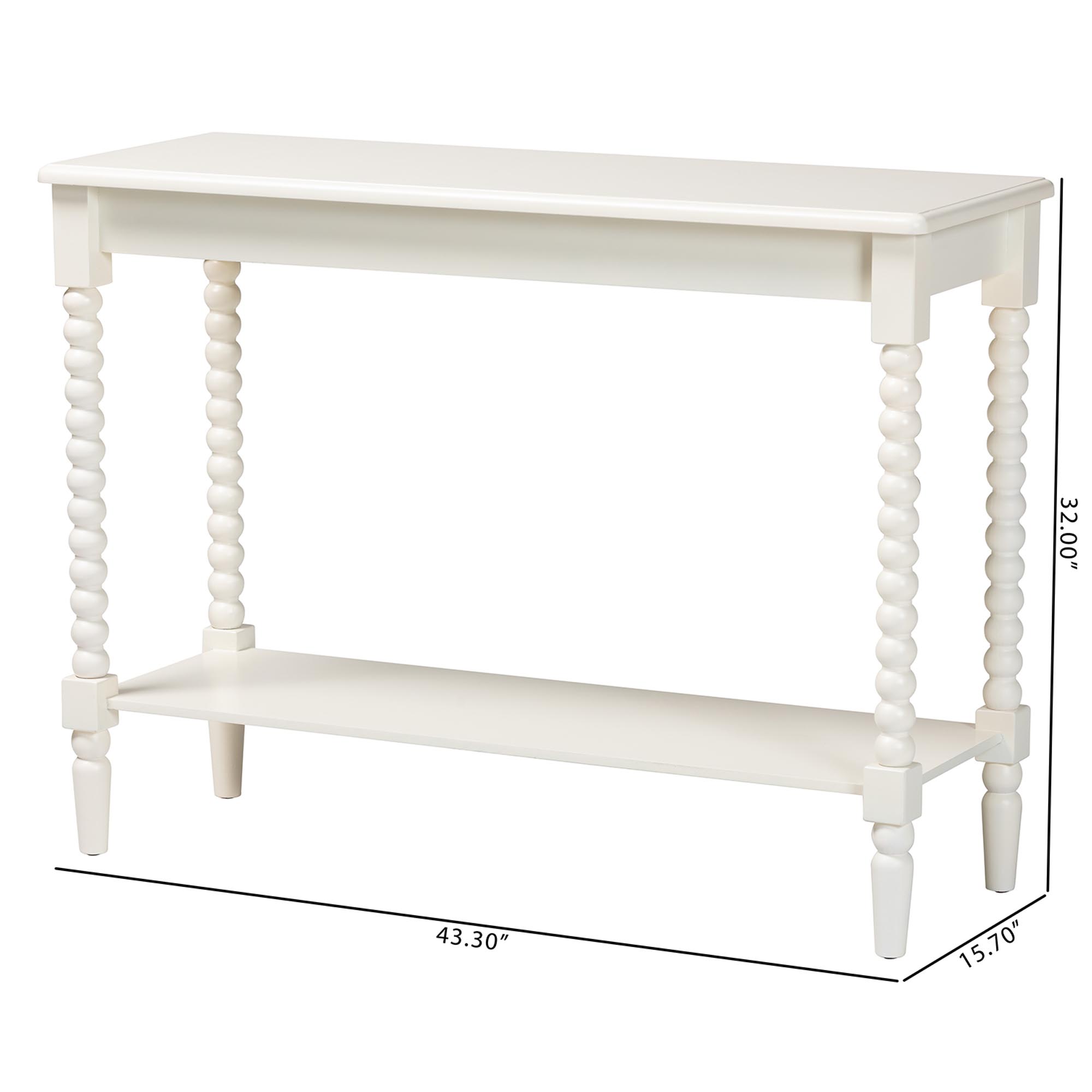 Baxton Studio Bayard Console Table with Bobbin Legs - Spindle Leg Accent Table with Shelf, Cottage Farmhouse Entryway or Living Room Furniture