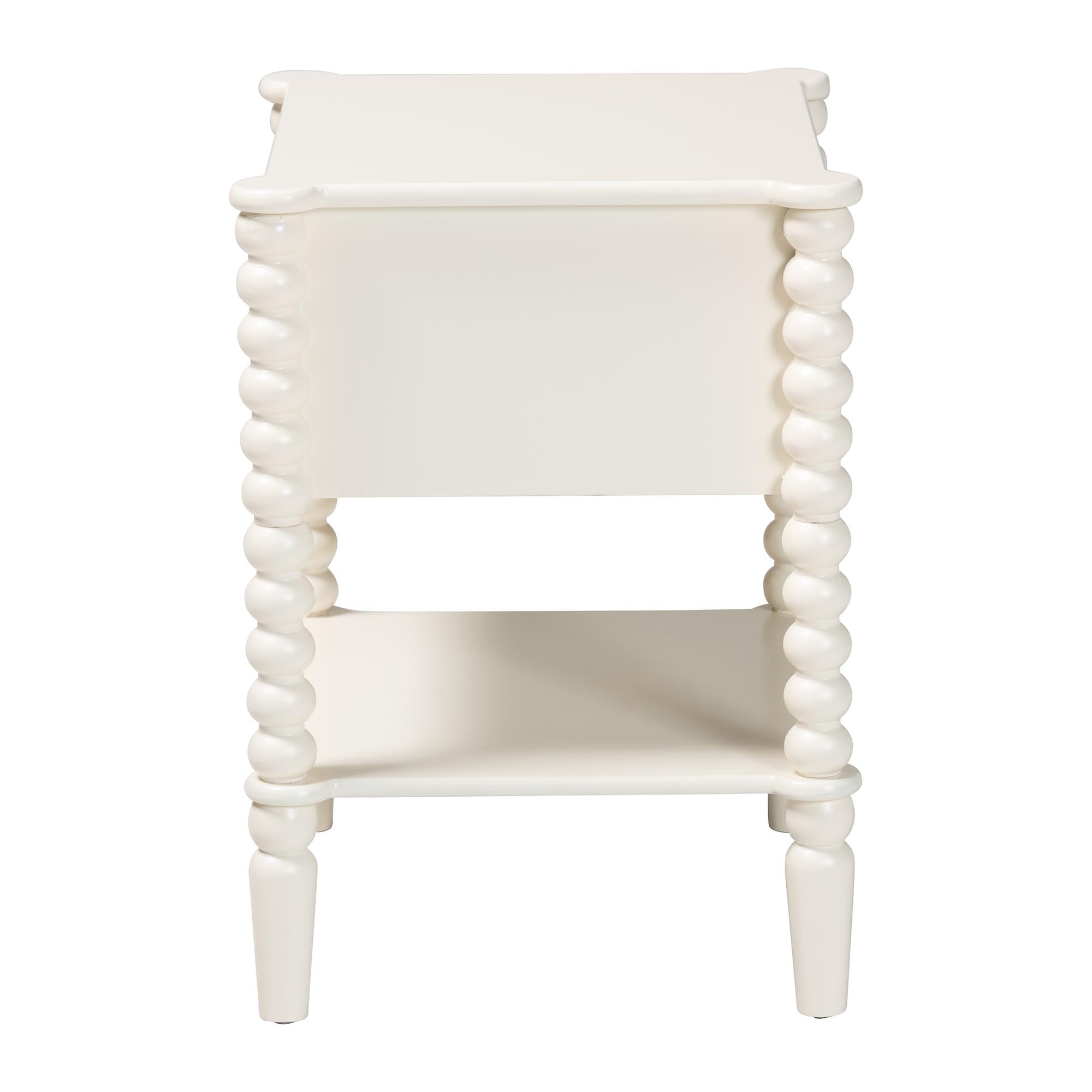 Baxton Studio Rimona End Table with Bobbin Legs - 1-Drawer Accent Table with Spindle Turned Legs and Open Shelf, Cottage Farmhouse Style Side Table for Living Room