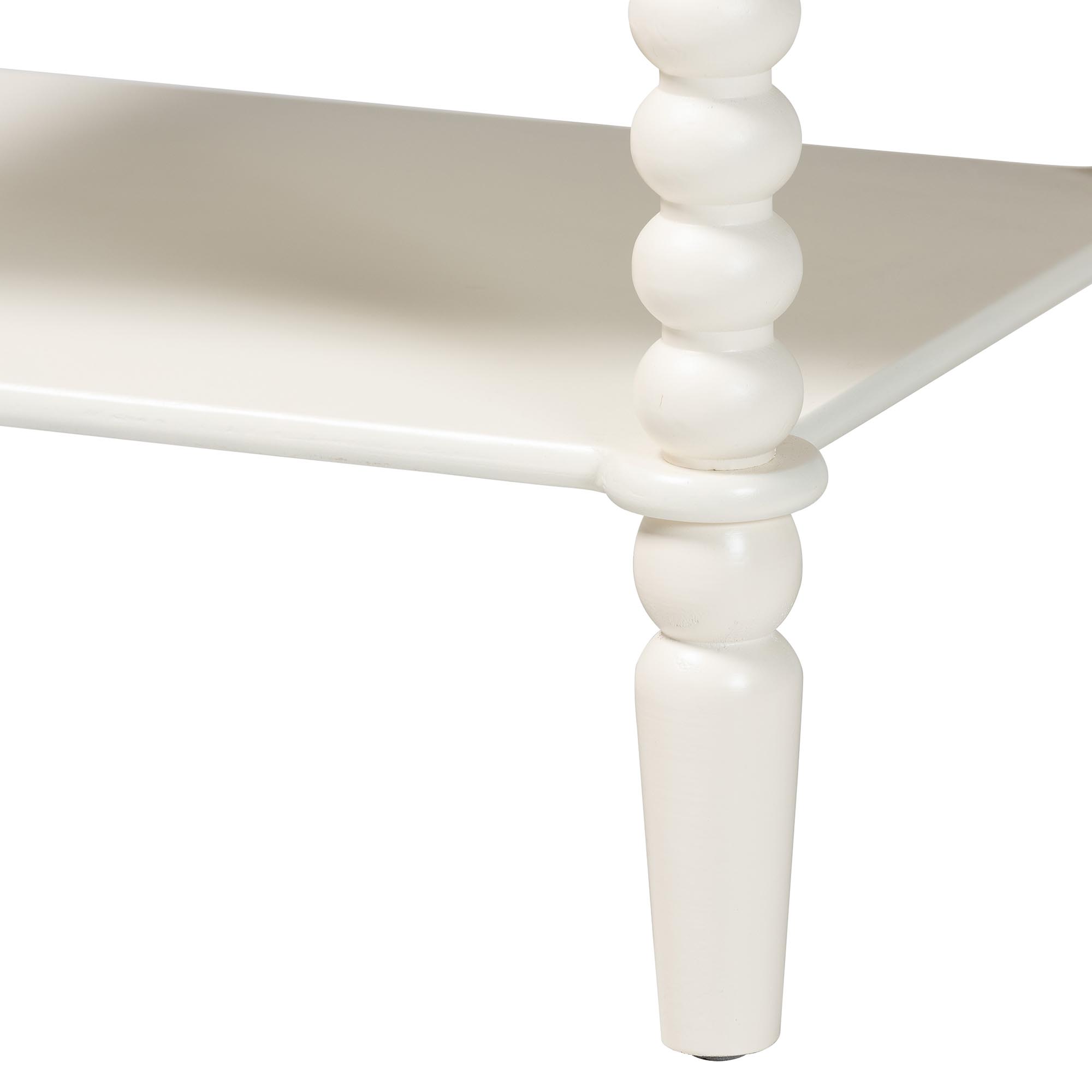 Baxton Studio Rimona End Table with Bobbin Legs - 1-Drawer Accent Table with Spindle Turned Legs and Open Shelf, Cottage Farmhouse Style Side Table for Living Room