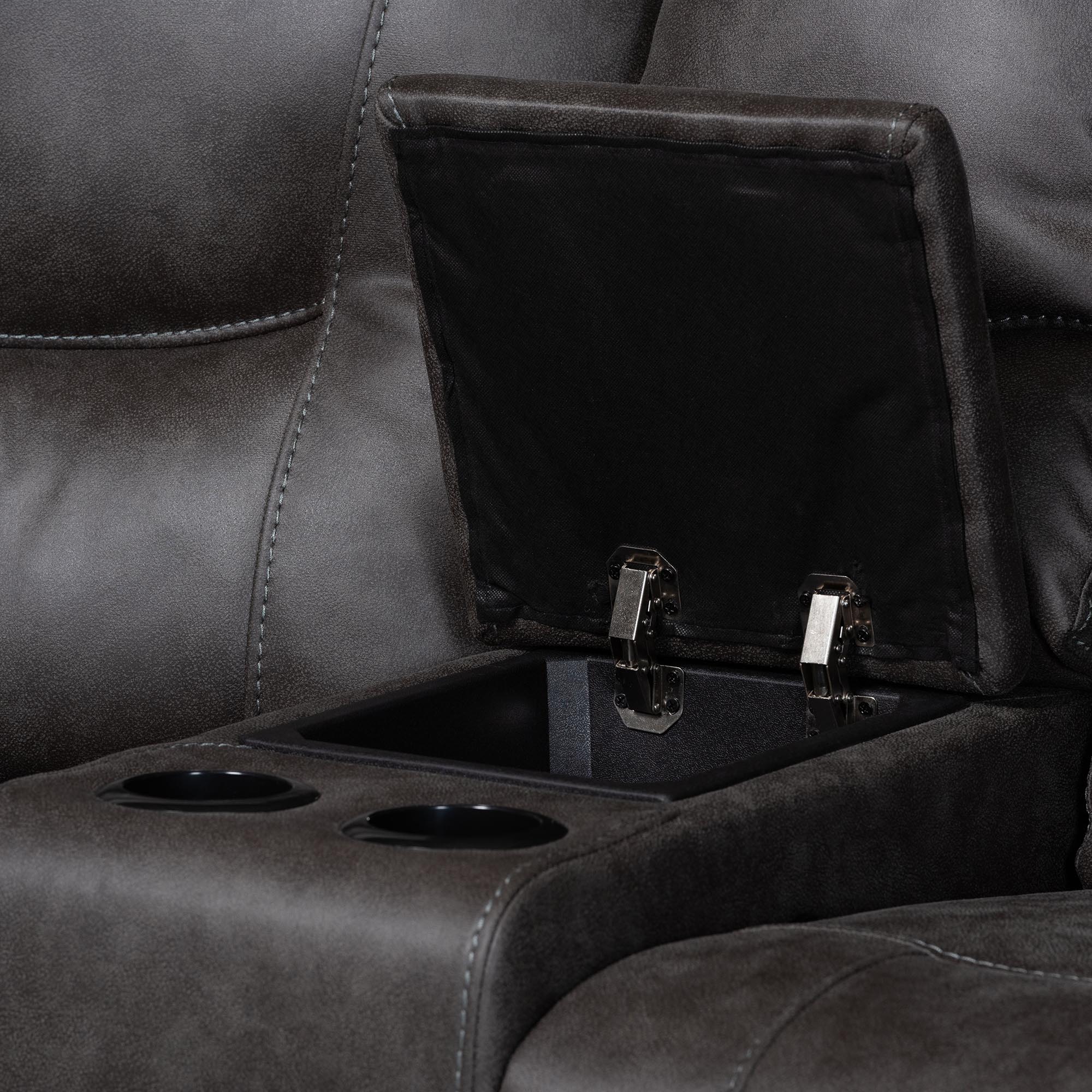 Baxton Studio Mistral 6-Piece Reclining Sectional Sofa with Left-facing Chaise Lounge - Suede Upholstered Modular Sectional with Storage