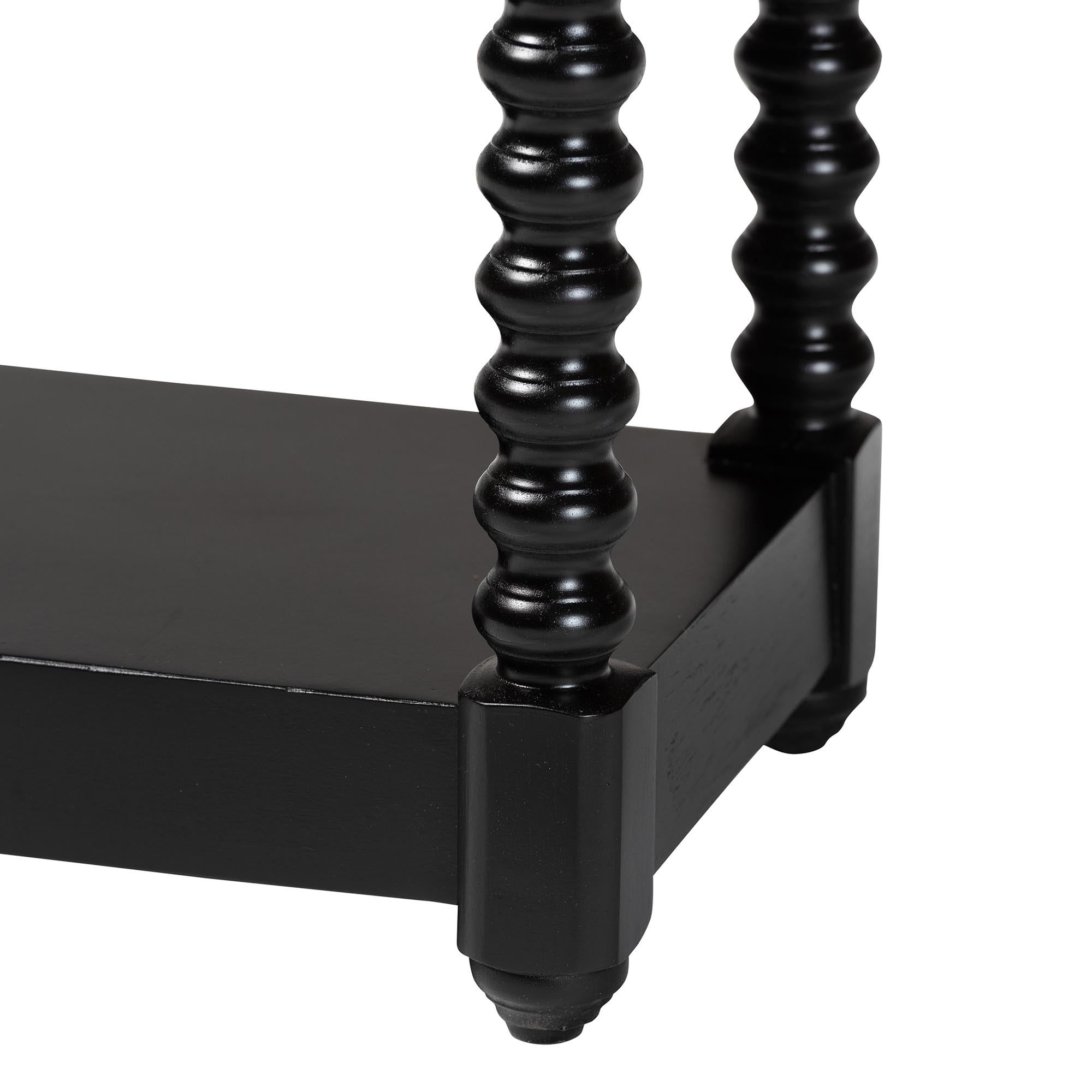 Baxton Studio Terentia Nightstand with Bobbin Legs - 1-Drawer Bedroom Side Table with Storage Shelf, Black