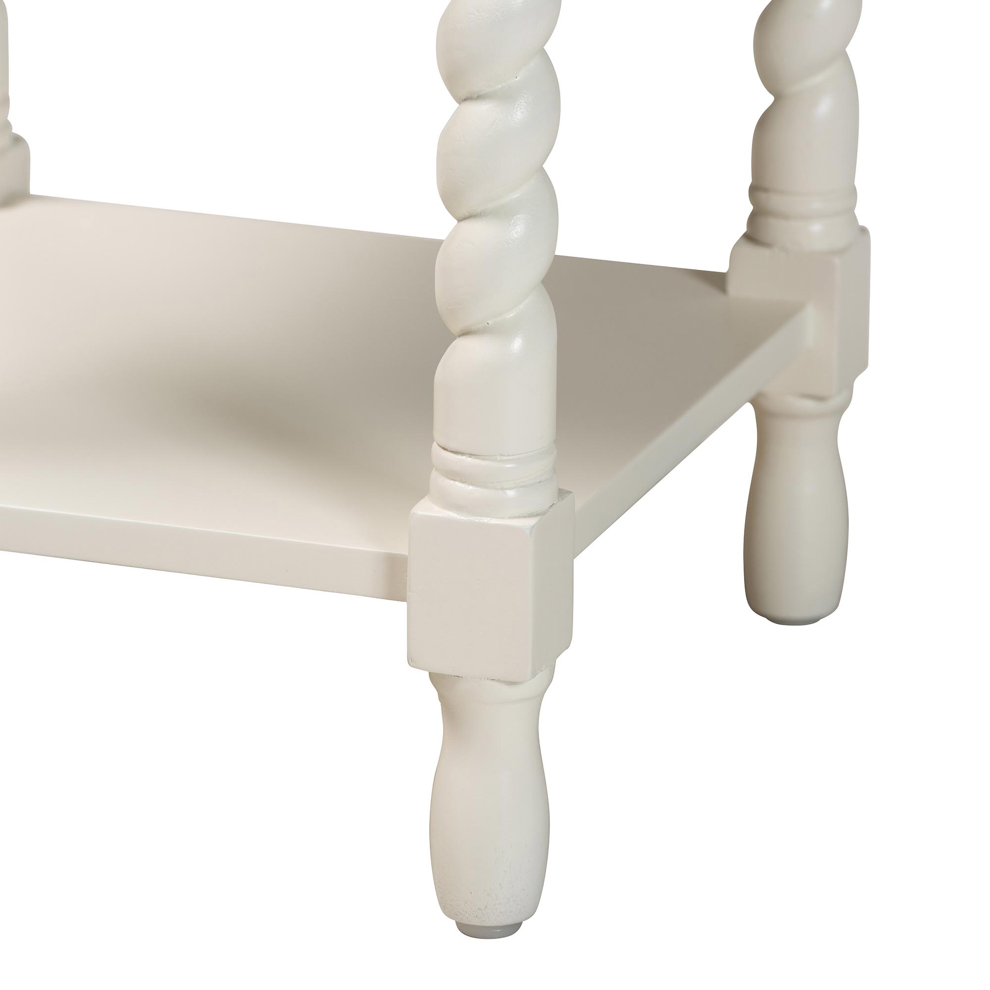 Baxton Studio Niklas Nightstand with Twisted Legs - 1-Drawer Bedroom Side Table with Storage Shelf, White