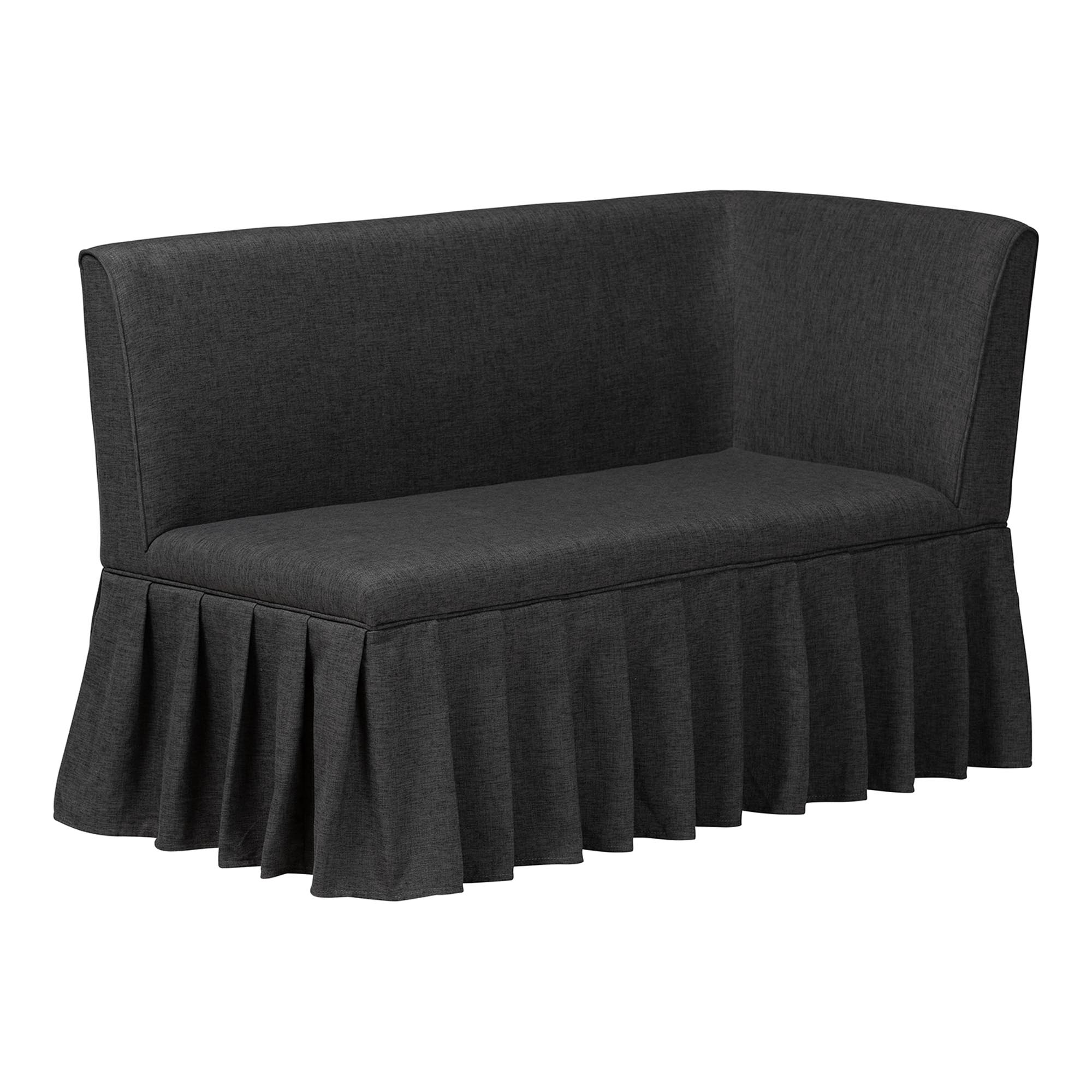 Baxton Studio Randolph 3-Piece Fabric Upholstered Dining Nook Set - Corner Kitchen Banquette with Skirted Base, L-Shaped Breakfast Nook for Small Spaces, Dark Grey