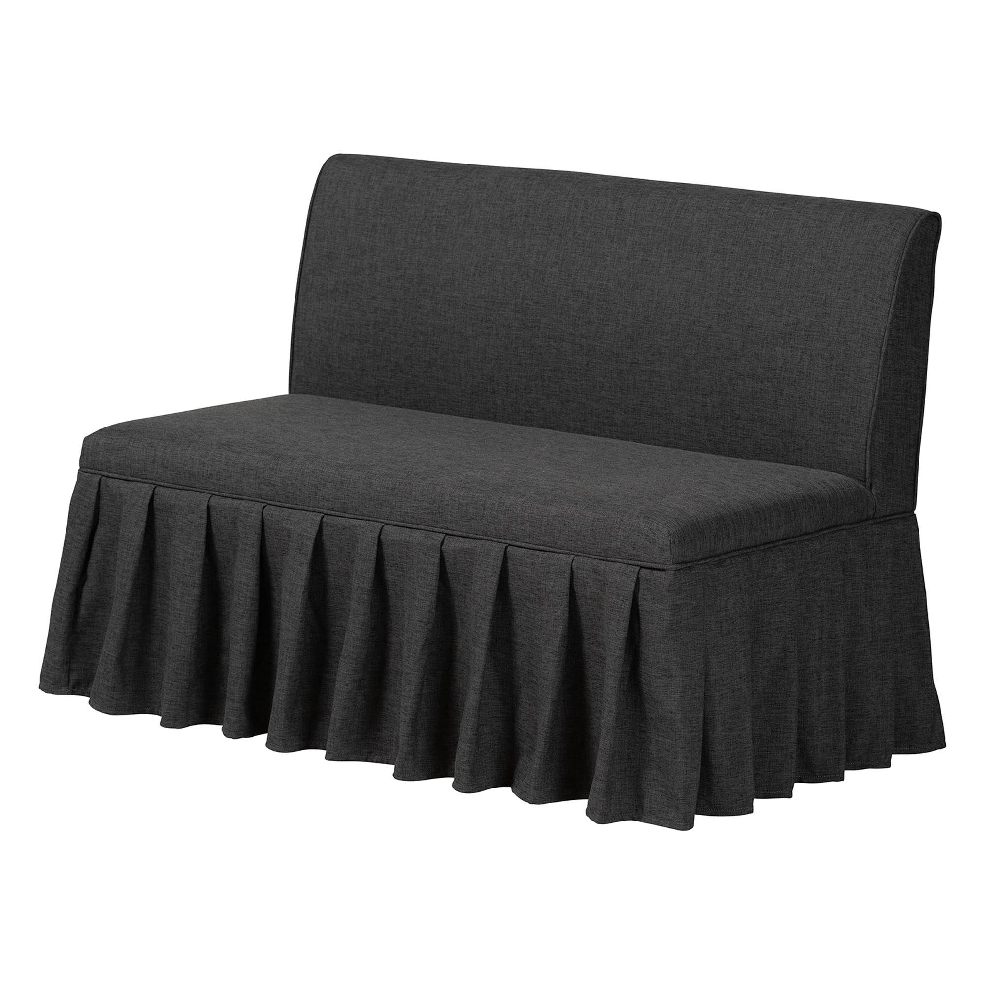 Baxton Studio Randolph 3-Piece Fabric Upholstered Dining Nook Set - Corner Kitchen Banquette with Skirted Base, L-Shaped Breakfast Nook for Small Spaces, Dark Grey