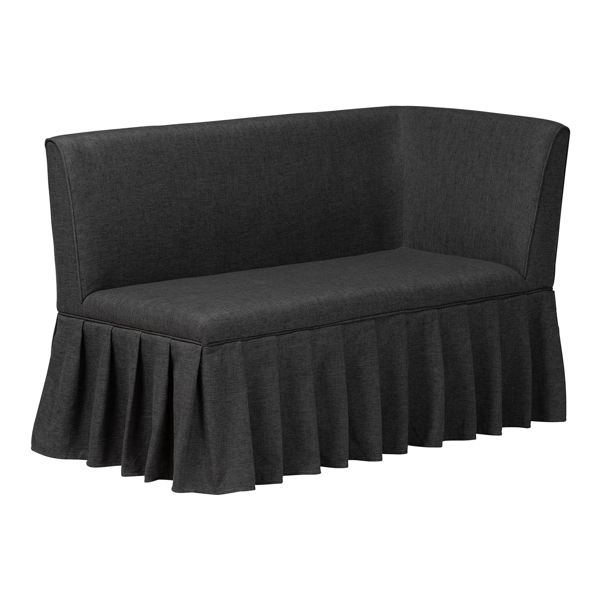 Baxton Studio Bryna 2-Piece Fabric Upholstered Dining Nook Bench Set - Corner Kitchen Banquette Seating with Skirted Base, L-Shaped Breakfast Nook for Small Spaces, Dark Grey