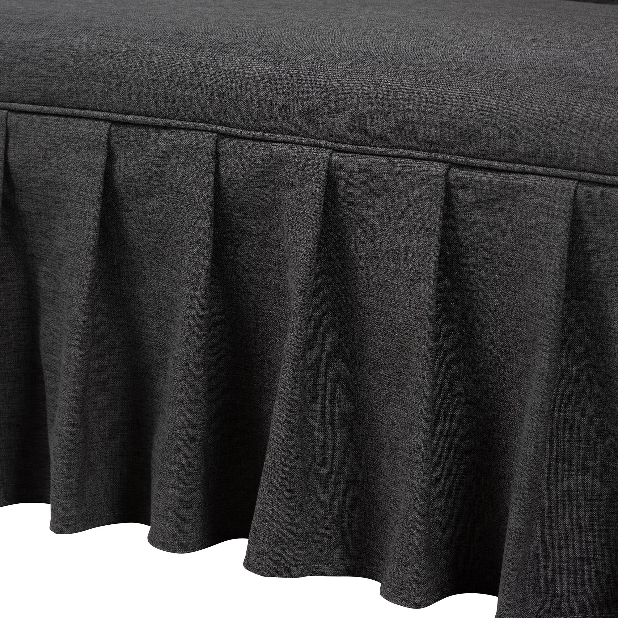 Baxton Studio Bryna 2-Piece Fabric Upholstered Dining Nook Bench Set - Corner Kitchen Banquette Seating with Skirted Base, L-Shaped Breakfast Nook for Small Spaces, Dark Grey