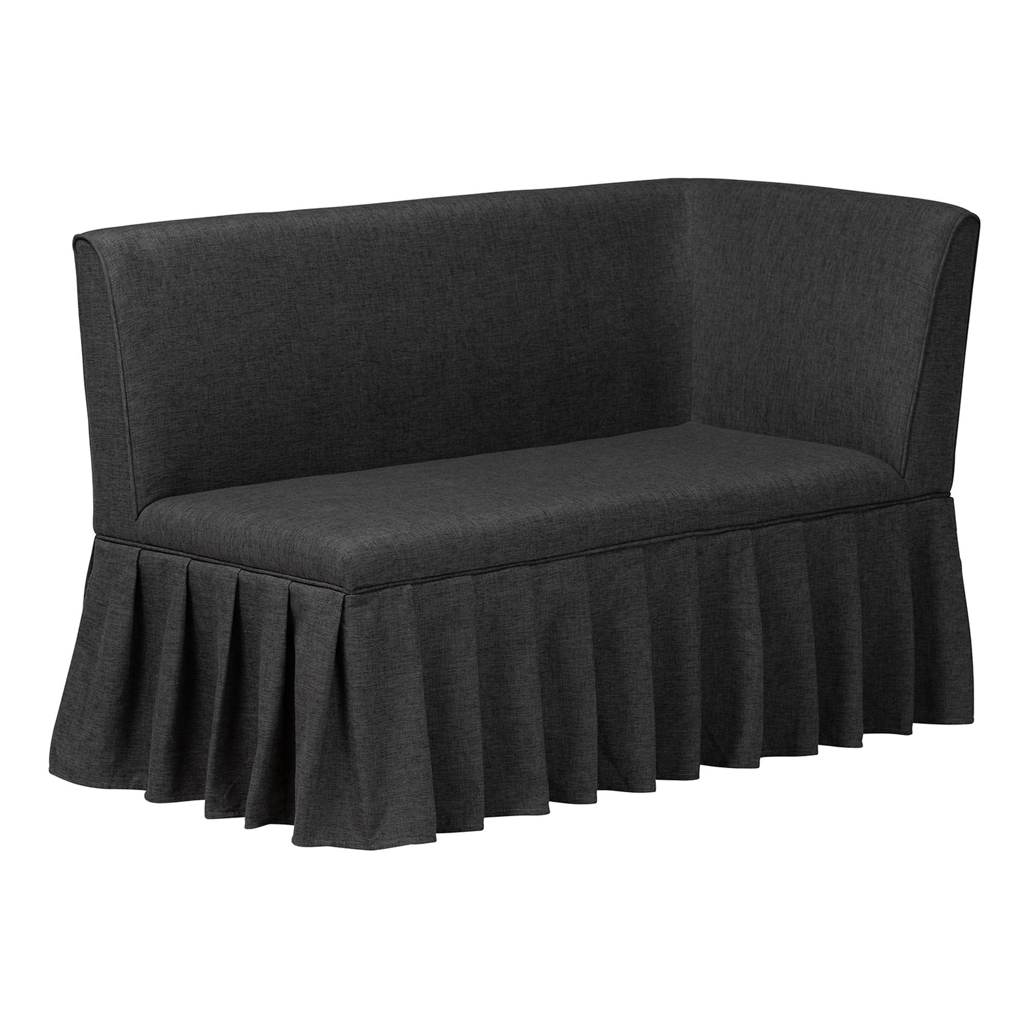 Baxton Studio Richard 3-Piece Fabric Upholstered Dining Nook Set - Corner Kitchen Banquette with Skirted Base, L-Shaped Breakfast Nook for Small Spaces, Dark Grey