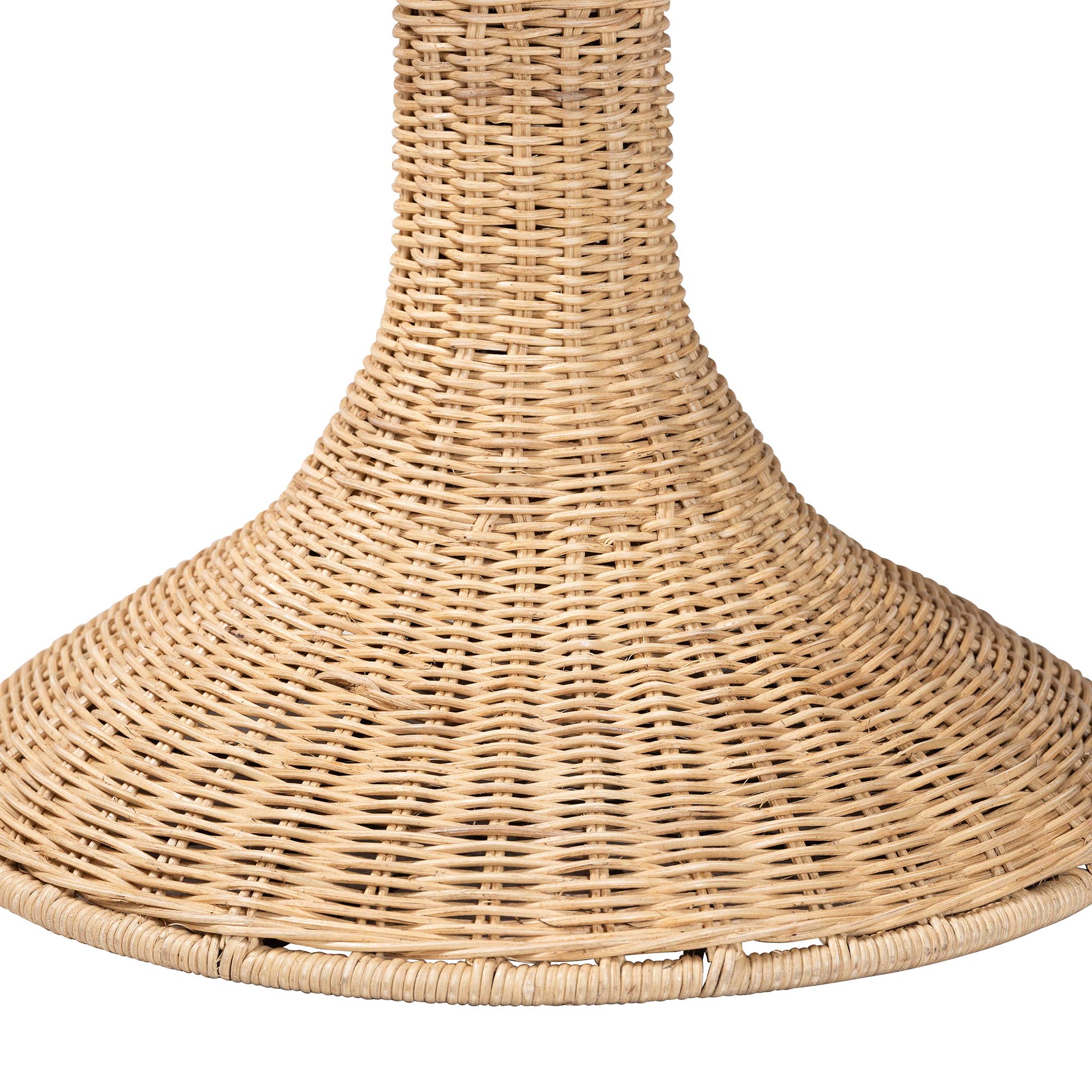 bali & pari Natala Rattan End Table - Handwoven Wicker Tulip Accent Table, Scalloped Edge Side Table for Living Room