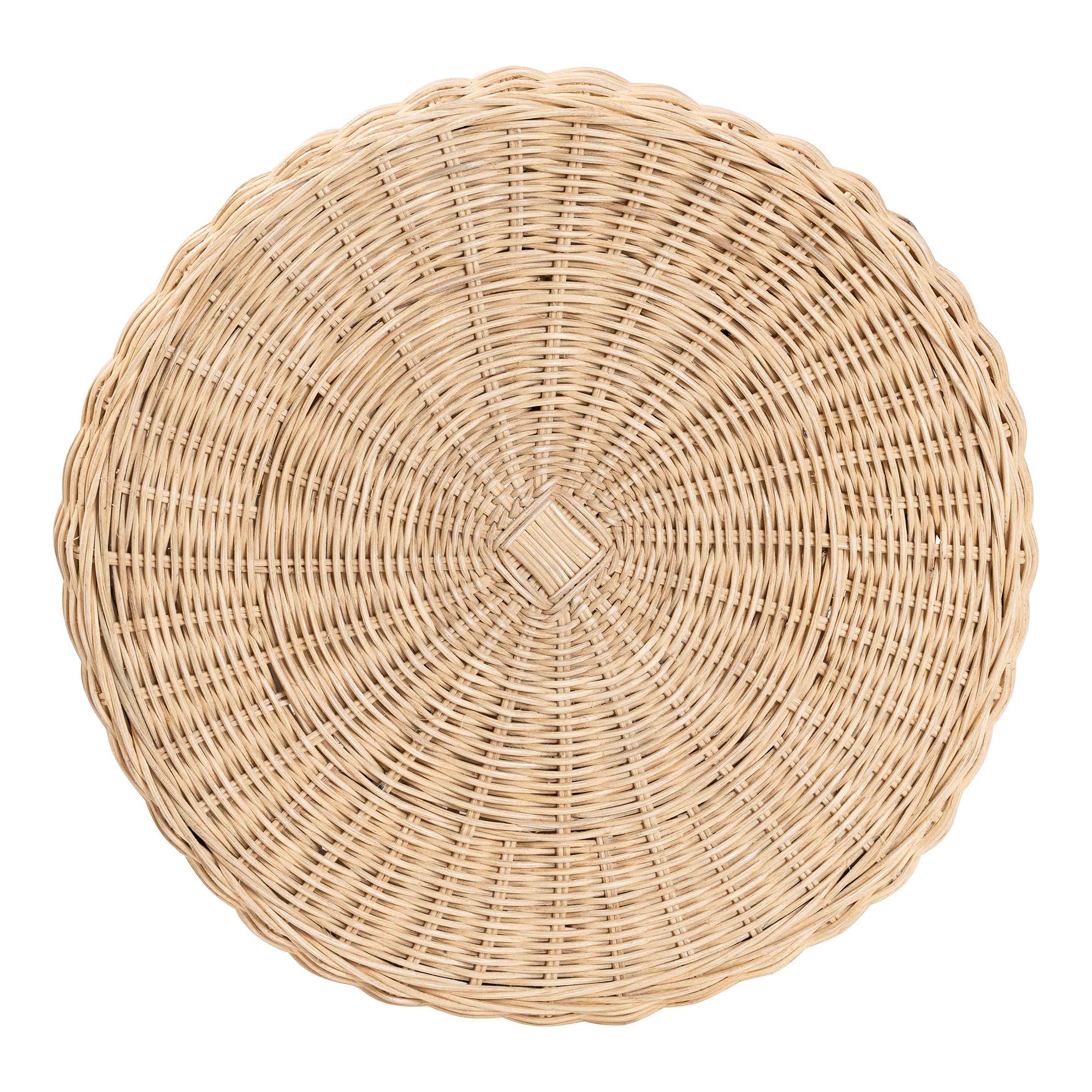 bali & pari Natala Rattan End Table - Handwoven Wicker Tulip Accent Table, Scalloped Edge Side Table for Living Room