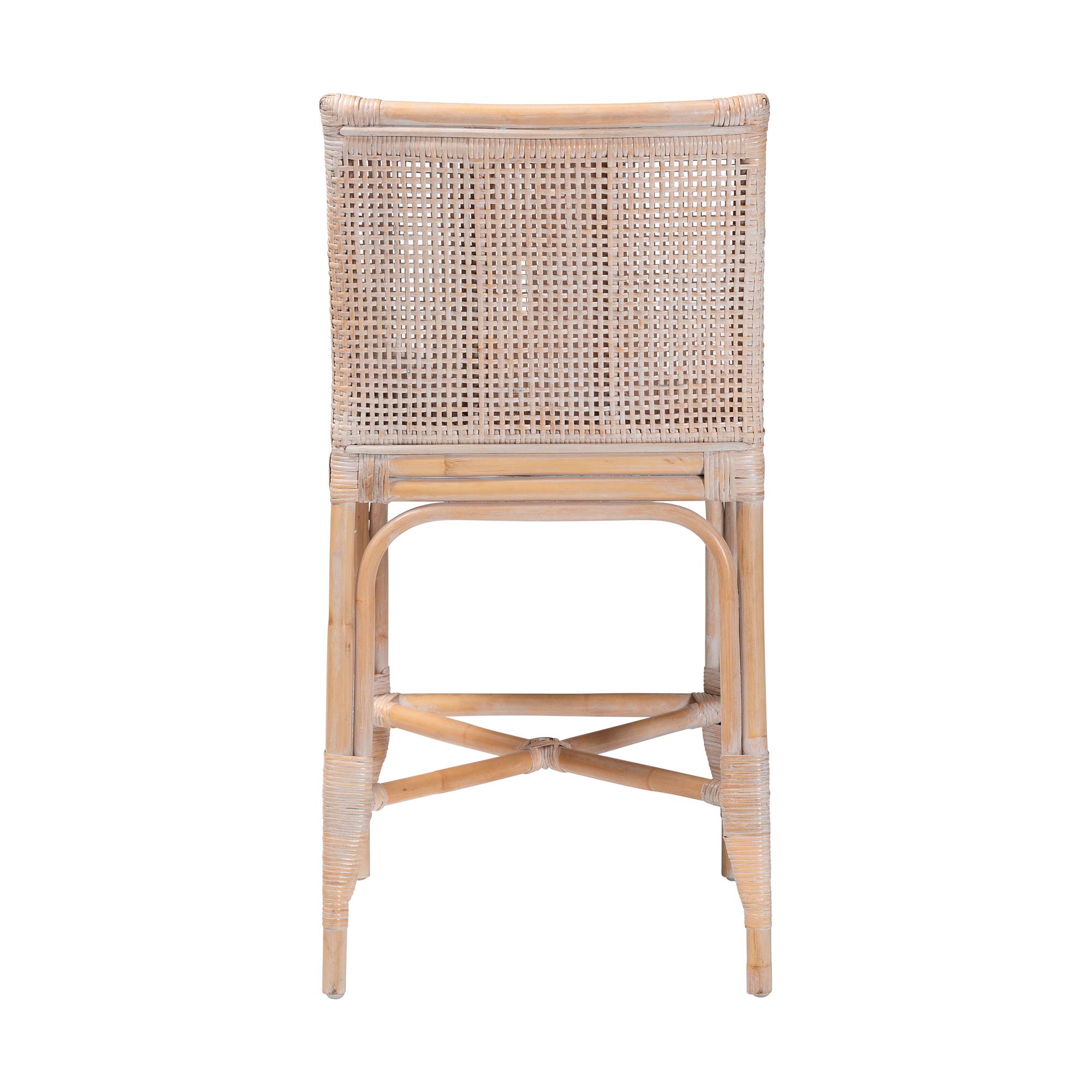 bali & pari Allen Natural Rattan Counter Stool - Handwoven Wicker Stool with Lattice Back and Removable Cushion, Counter Height Seating for Kitchen Island or Lounge