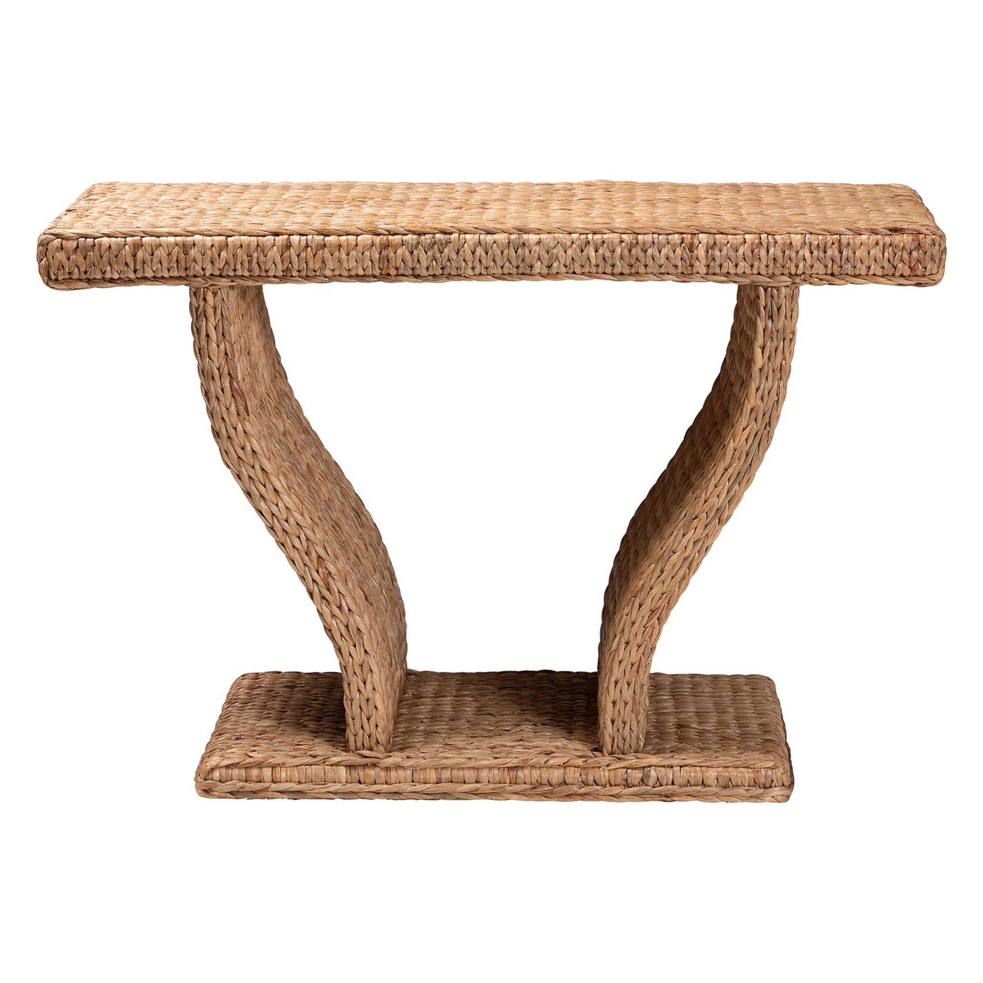 bali & pari Alyssa Seagrass Console Table - Handwoven Display Table with Sculptural Frame for Entryway, Hallway, or Living Room