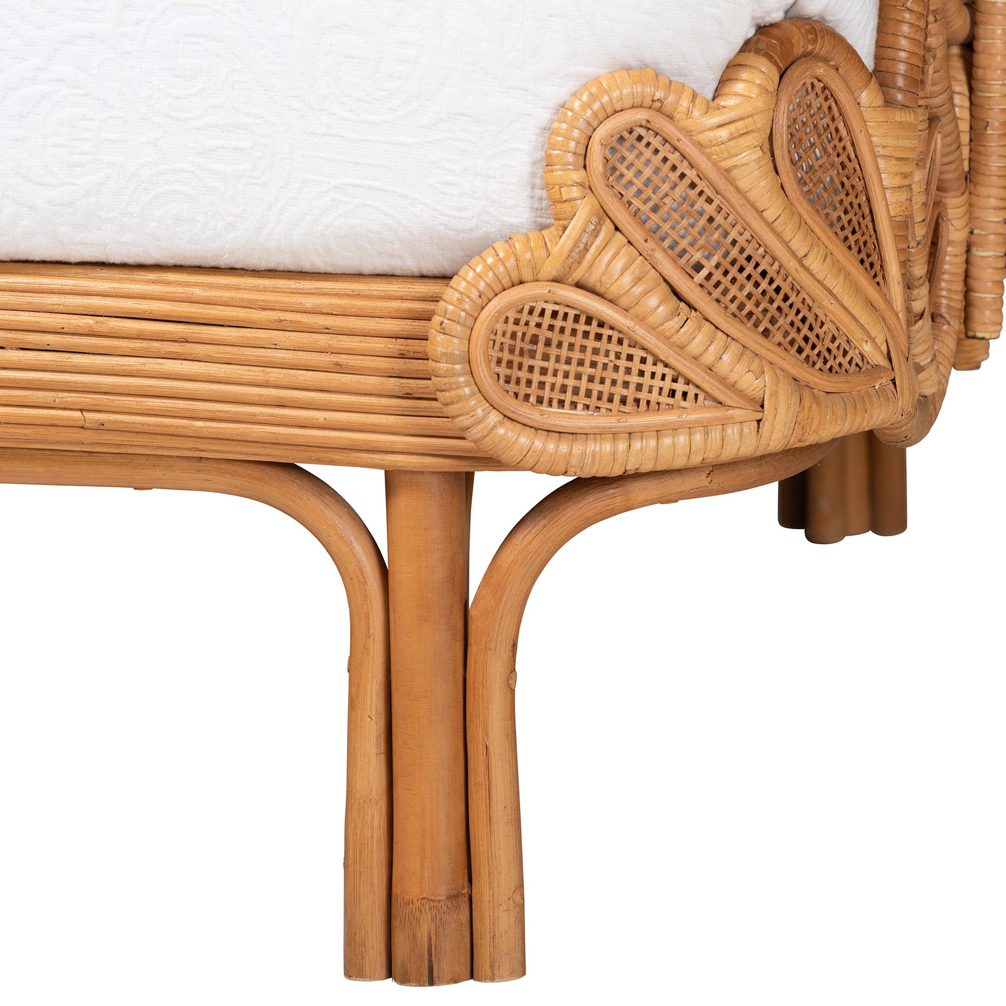 bali & pari Aves Natural Rattan Daybed with Decorative Flamingo Frame - Handwoven Wicker Lounge Bed with Boho Coastal Frame for Living Room, Bedroom, or Sunroom, Twin