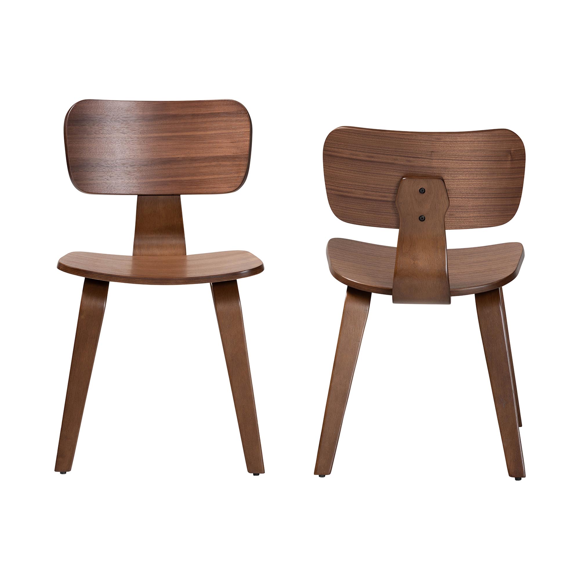 Baxton Studio Billie Wood 2-Piece Dining Chair Set - Bentwood Frame Seating with Contoured Seat and Backrest, Mid-Century Style Side Chair for Dining Room or Kitchen