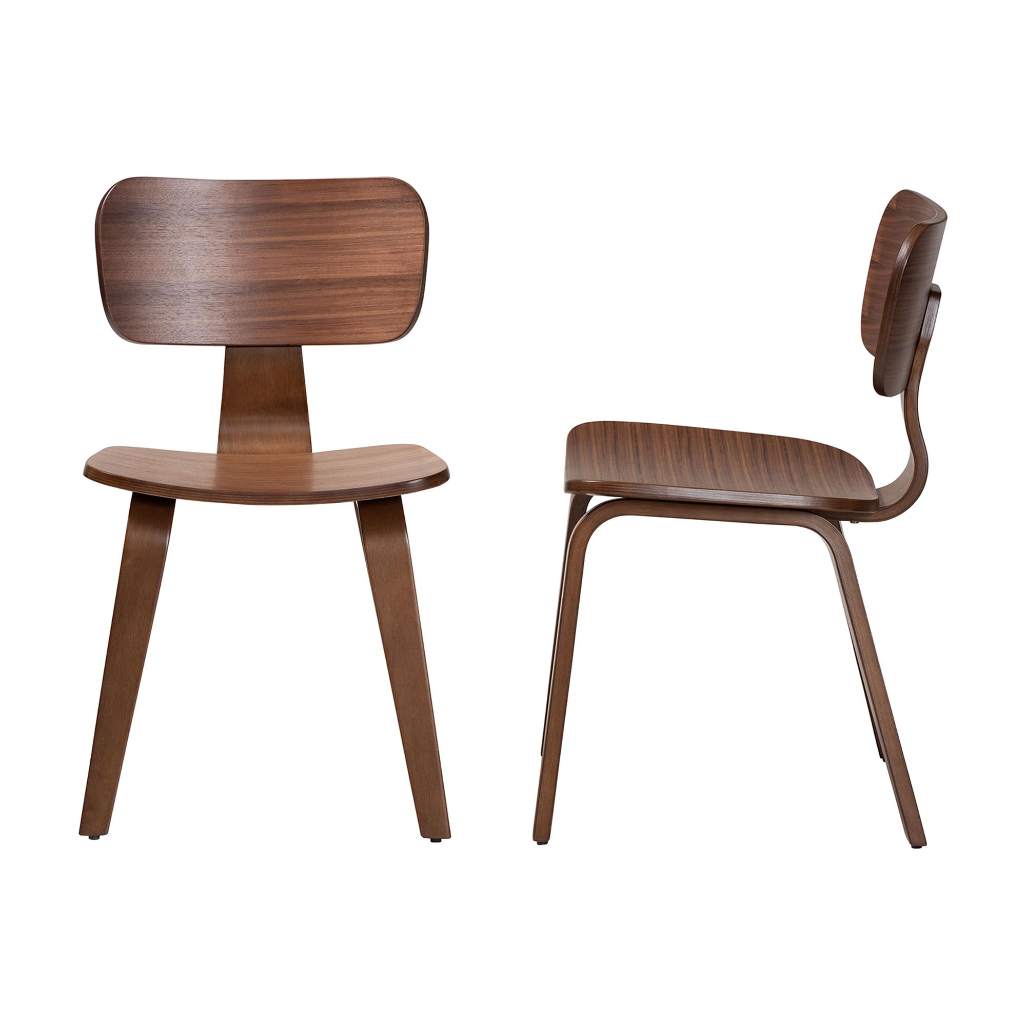 Baxton Studio Billie Wood 2-Piece Dining Chair Set - Bentwood Frame Seating with Contoured Seat and Backrest, Mid-Century Style Side Chair for Dining Room or Kitchen