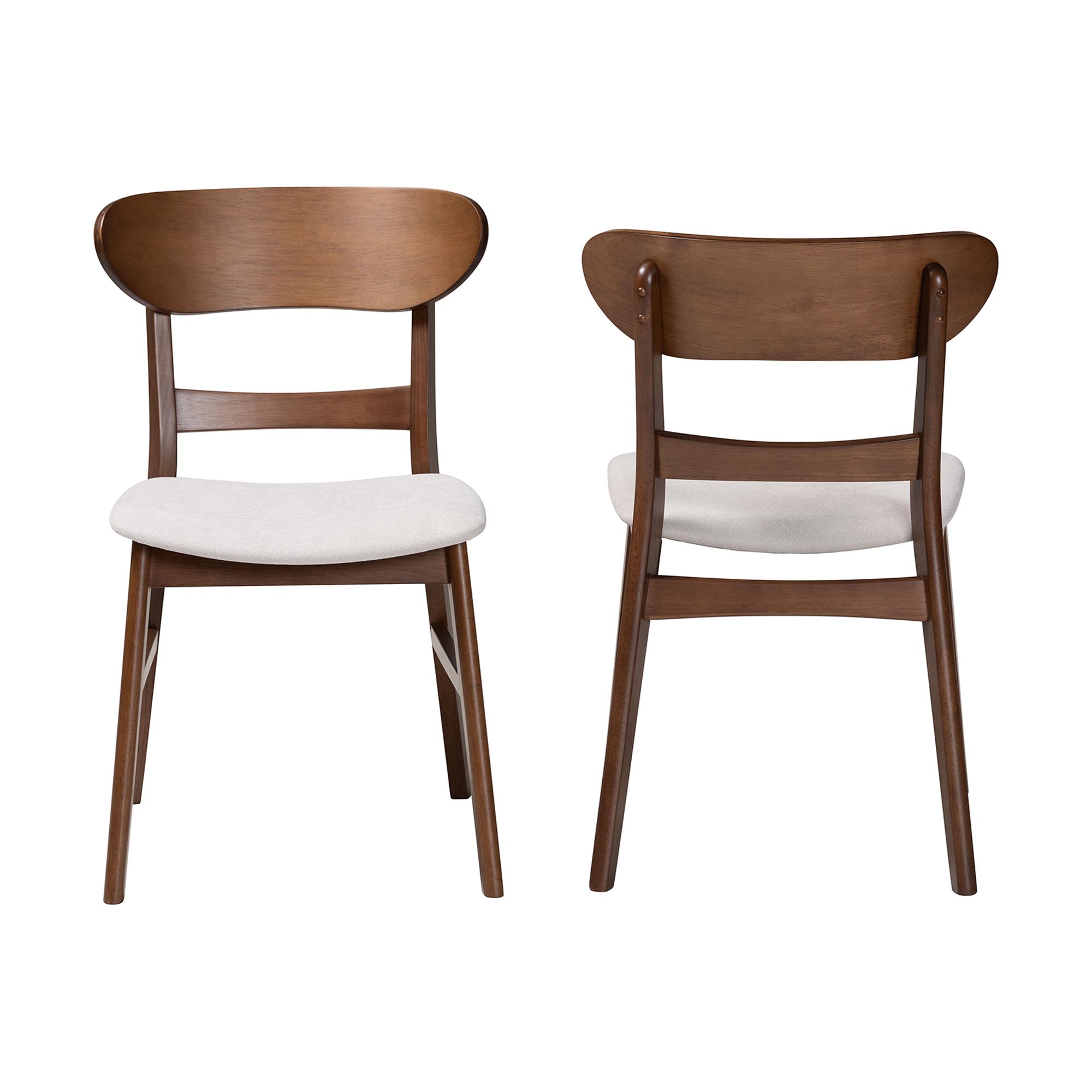 Baxton Studio Everwood 2-Piece Dining Chair Set - Bentwood Frame Seating with Contoured Back and Padded Seat, Mid-Century Style Side Chair for Dining Room or Kitchen