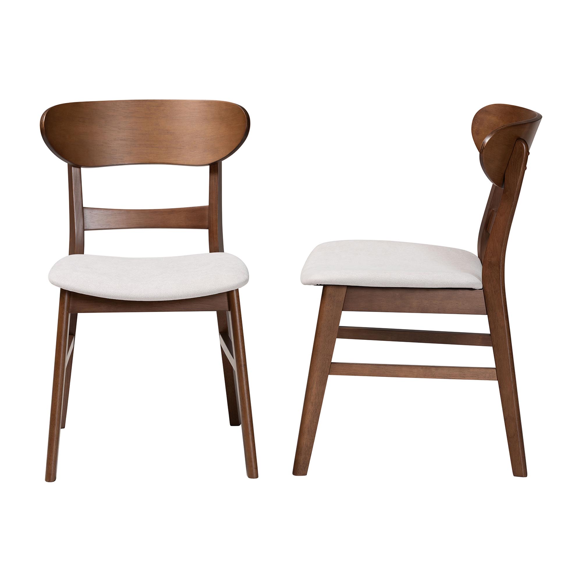 Baxton Studio Everwood 2-Piece Dining Chair Set - Bentwood Frame Seating with Contoured Back and Padded Seat, Mid-Century Style Side Chair for Dining Room or Kitchen