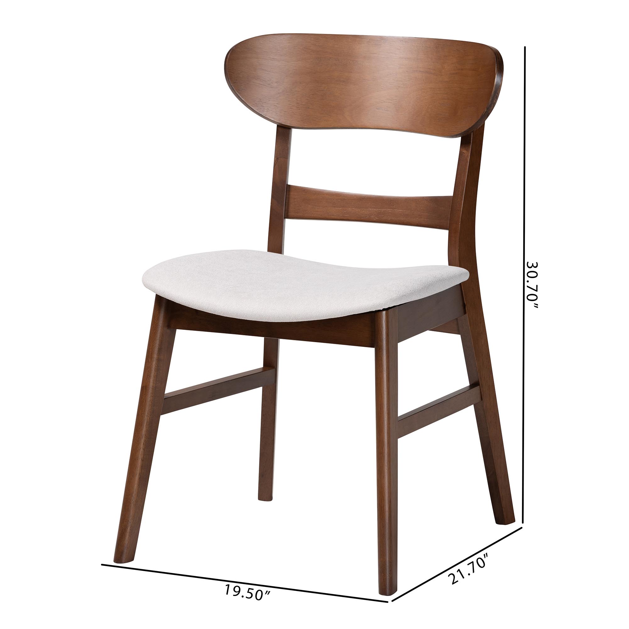 Baxton Studio Everwood 2-Piece Dining Chair Set - Bentwood Frame Seating with Contoured Back and Padded Seat, Mid-Century Style Side Chair for Dining Room or Kitchen