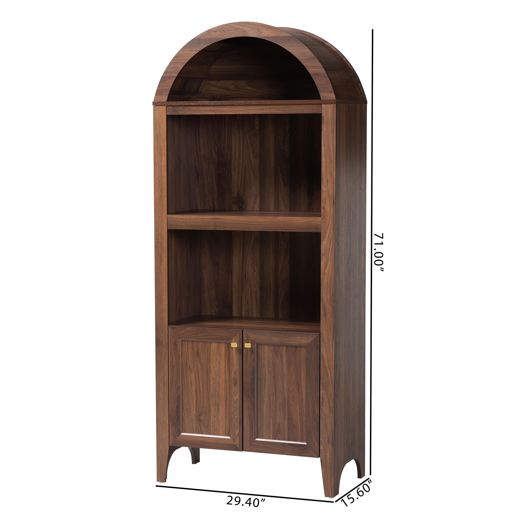 Baxton Studio Hayes Wood Cabinet with Arch Top - Mid-Century Modern Display Piece with Soft-Close Doors for Living Room or Hallway