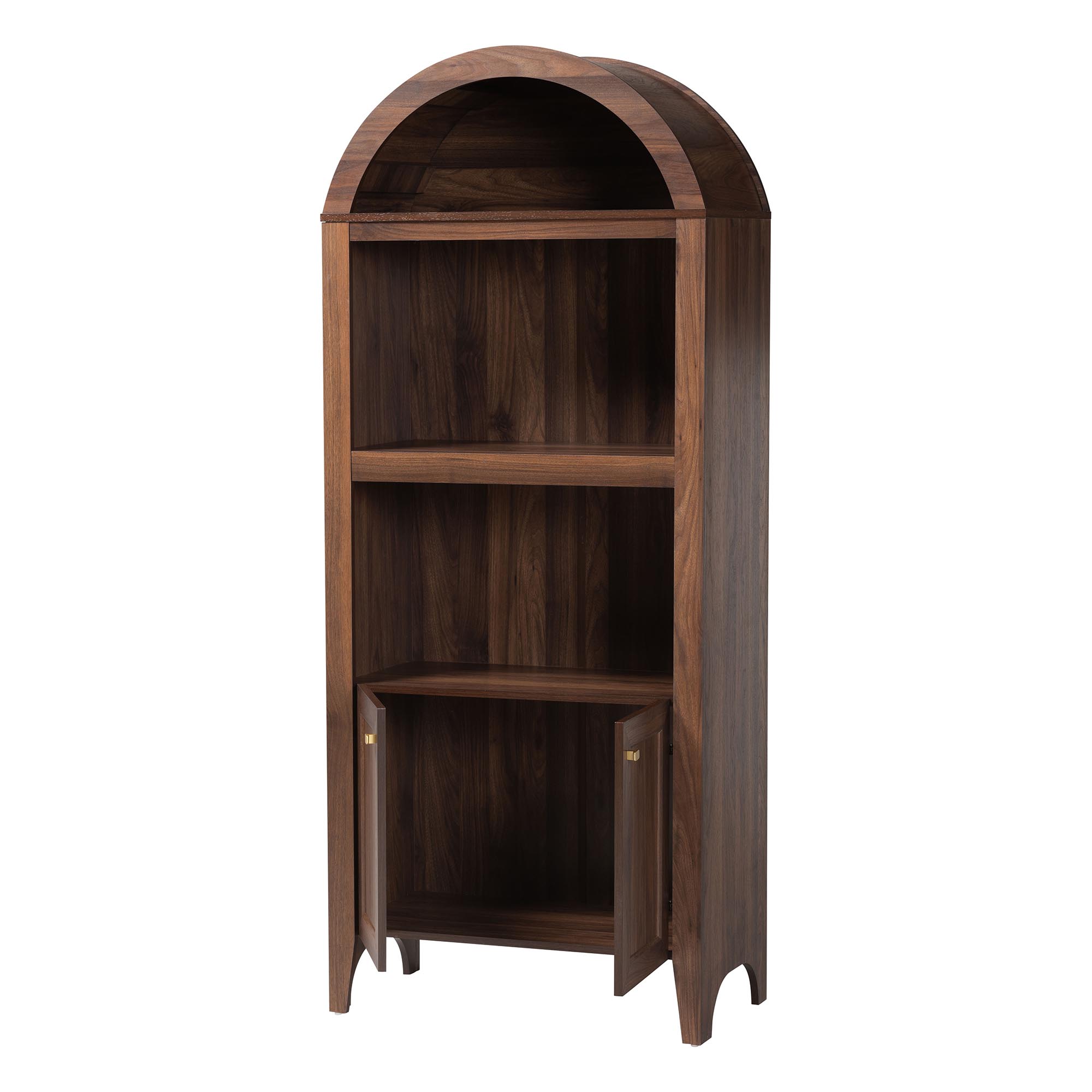 Baxton Studio Hayes Wood Cabinet with Arch Top - Mid-Century Modern Display Piece with Soft-Close Doors for Living Room or Hallway
