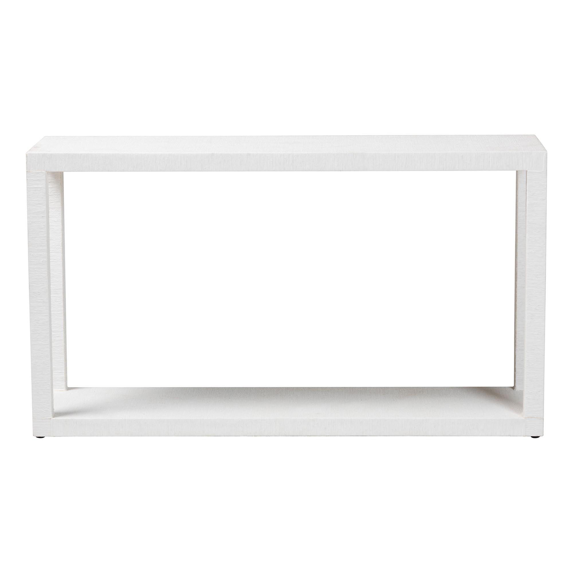 bali & pari Oaklynn Natural Grasscloth Console Table - Two-Tier Entryway Table with Open Frame, Modern Coastal Accent Table for Living Room or Hallway, White