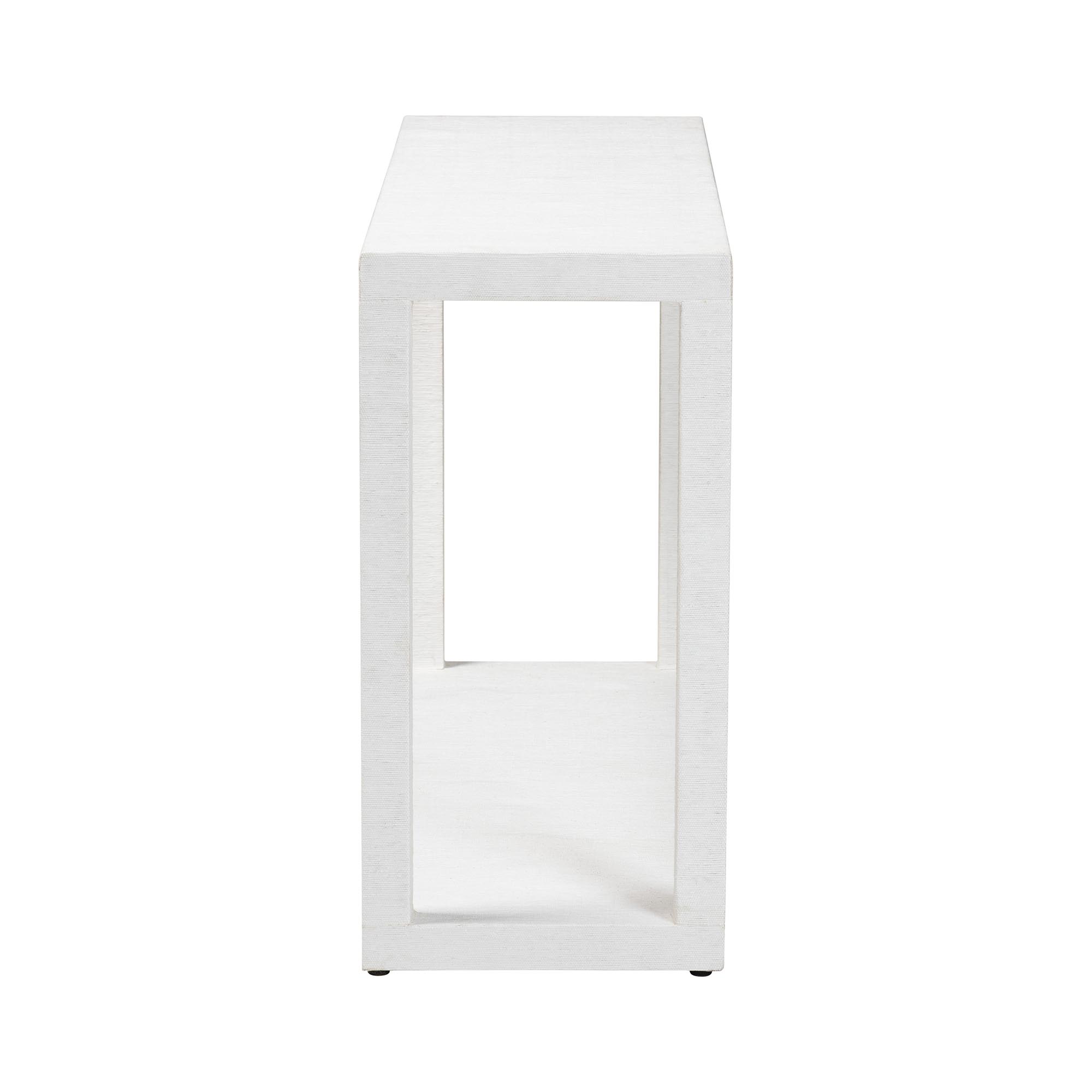 bali & pari Oaklynn Natural Grasscloth Console Table - Two-Tier Entryway Table with Open Frame, Modern Coastal Accent Table for Living Room or Hallway, White