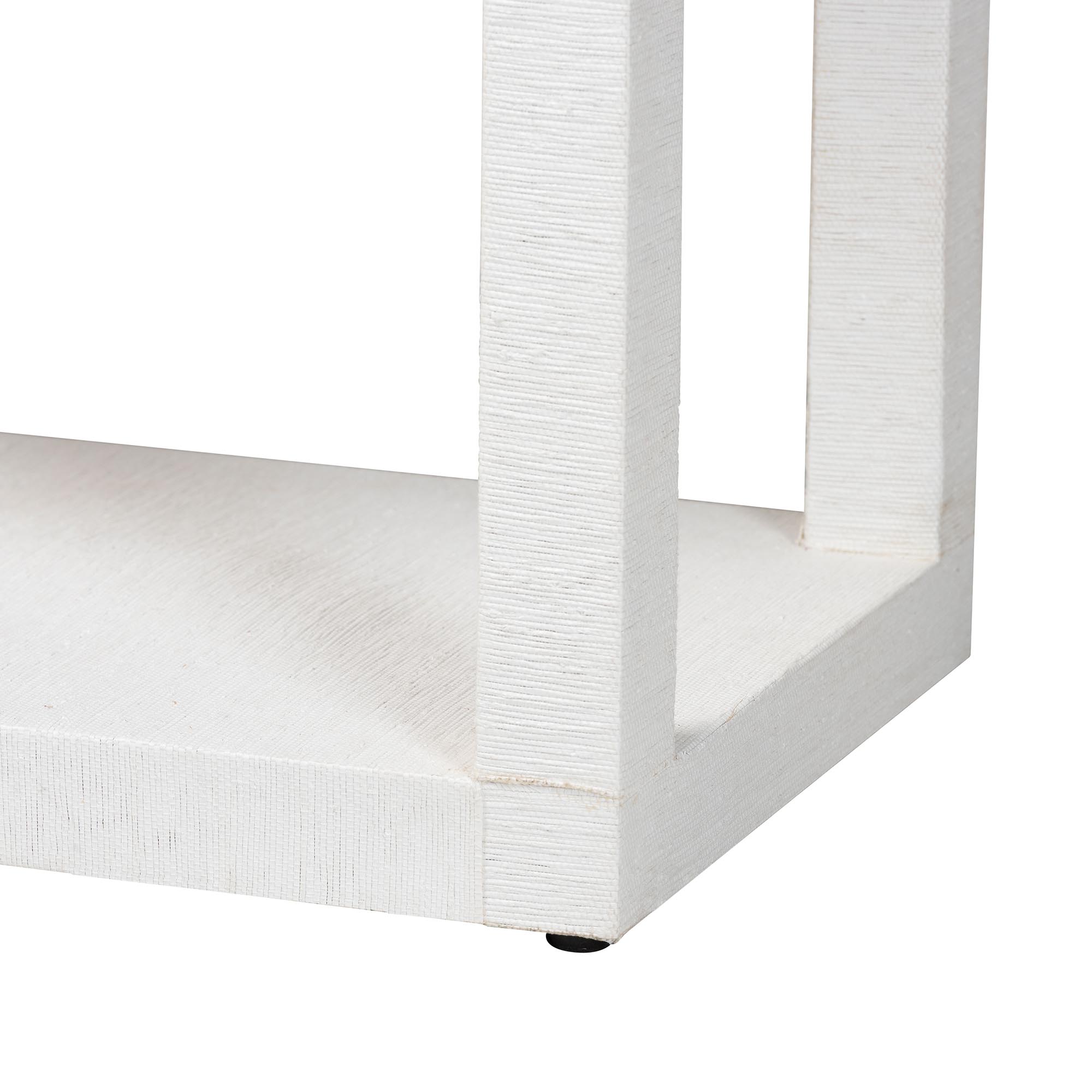 bali & pari Oaklynn Natural Grasscloth Console Table - Two-Tier Entryway Table with Open Frame, Modern Coastal Accent Table for Living Room or Hallway, White