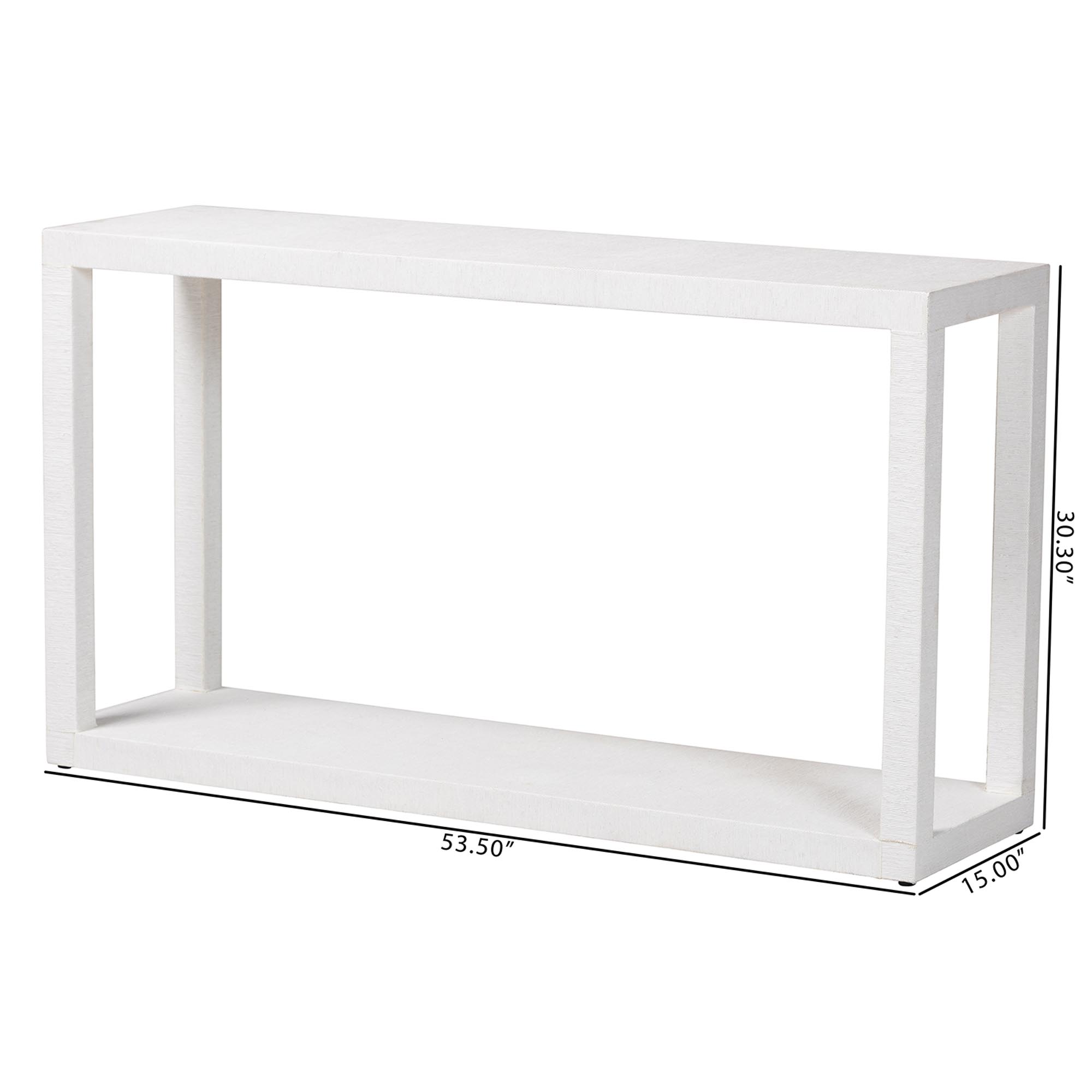 bali & pari Oaklynn Natural Grasscloth Console Table - Two-Tier Entryway Table with Open Frame, Modern Coastal Accent Table for Living Room or Hallway, White