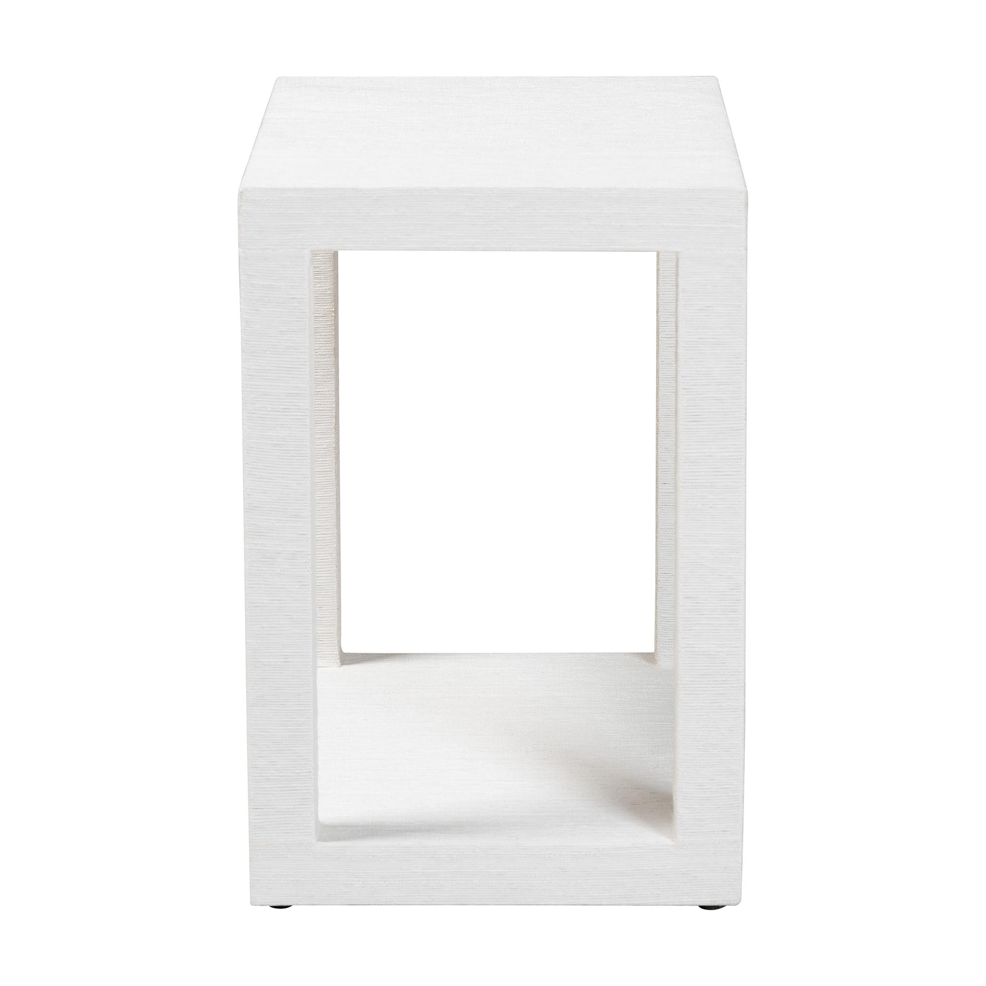 bali & pari Oaklynn Natural Grasscloth End Table - Two-Tier Accent Table with Open Frame, Modern Coastal Complement for Living Room or Lounge, White