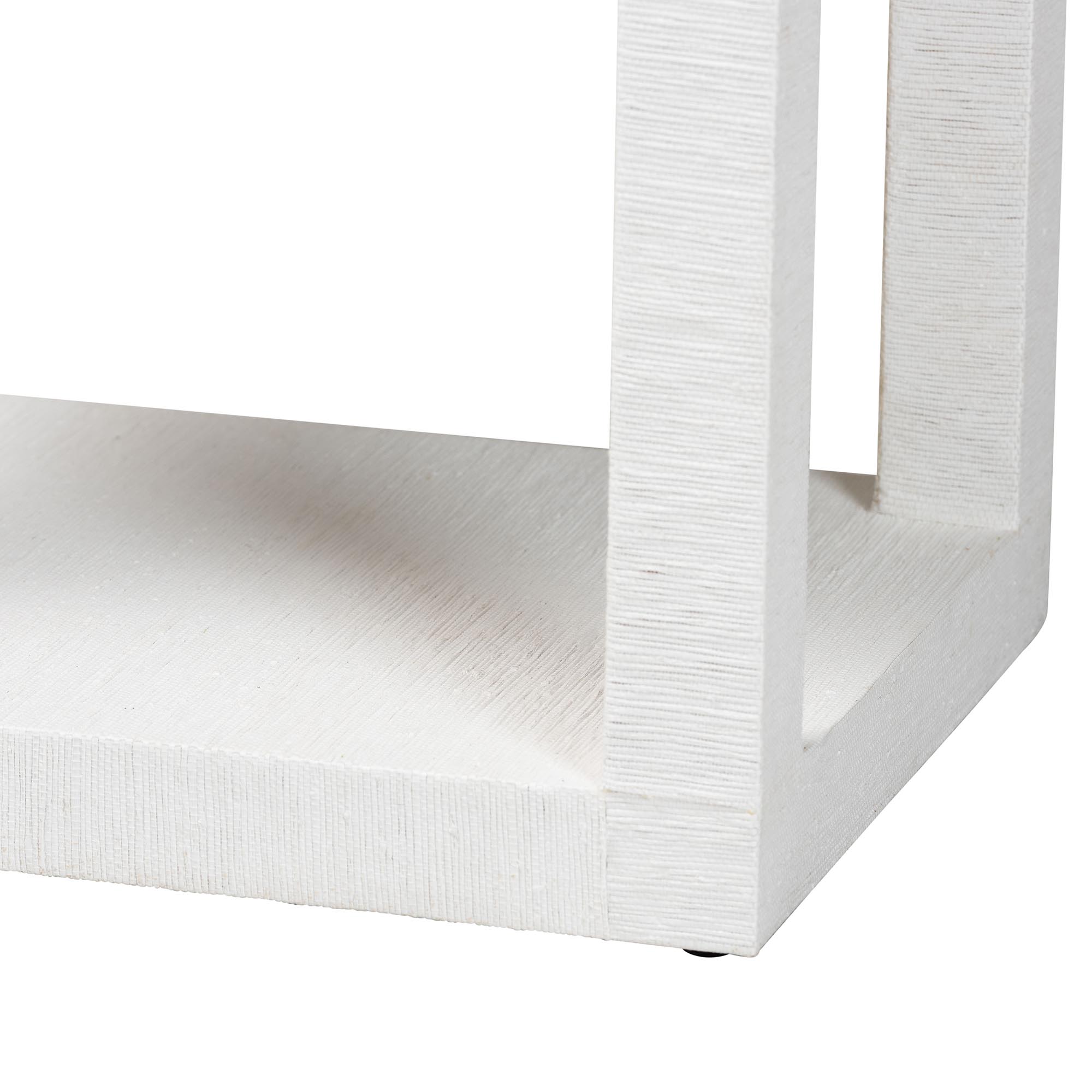 bali & pari Oaklynn Natural Grasscloth End Table - Two-Tier Accent Table with Open Frame, Modern Coastal Complement for Living Room or Lounge, White
