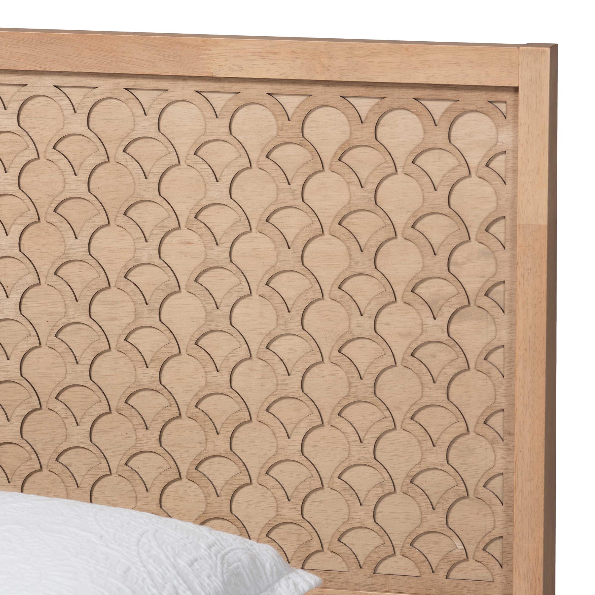 Baxton Studio Lara Twin 3-Piece Bedroom Set - Modern Wood Bed Frame with Matching Nightstands, Decorative Laser-Cut Headboard Overlay, Oak Brown