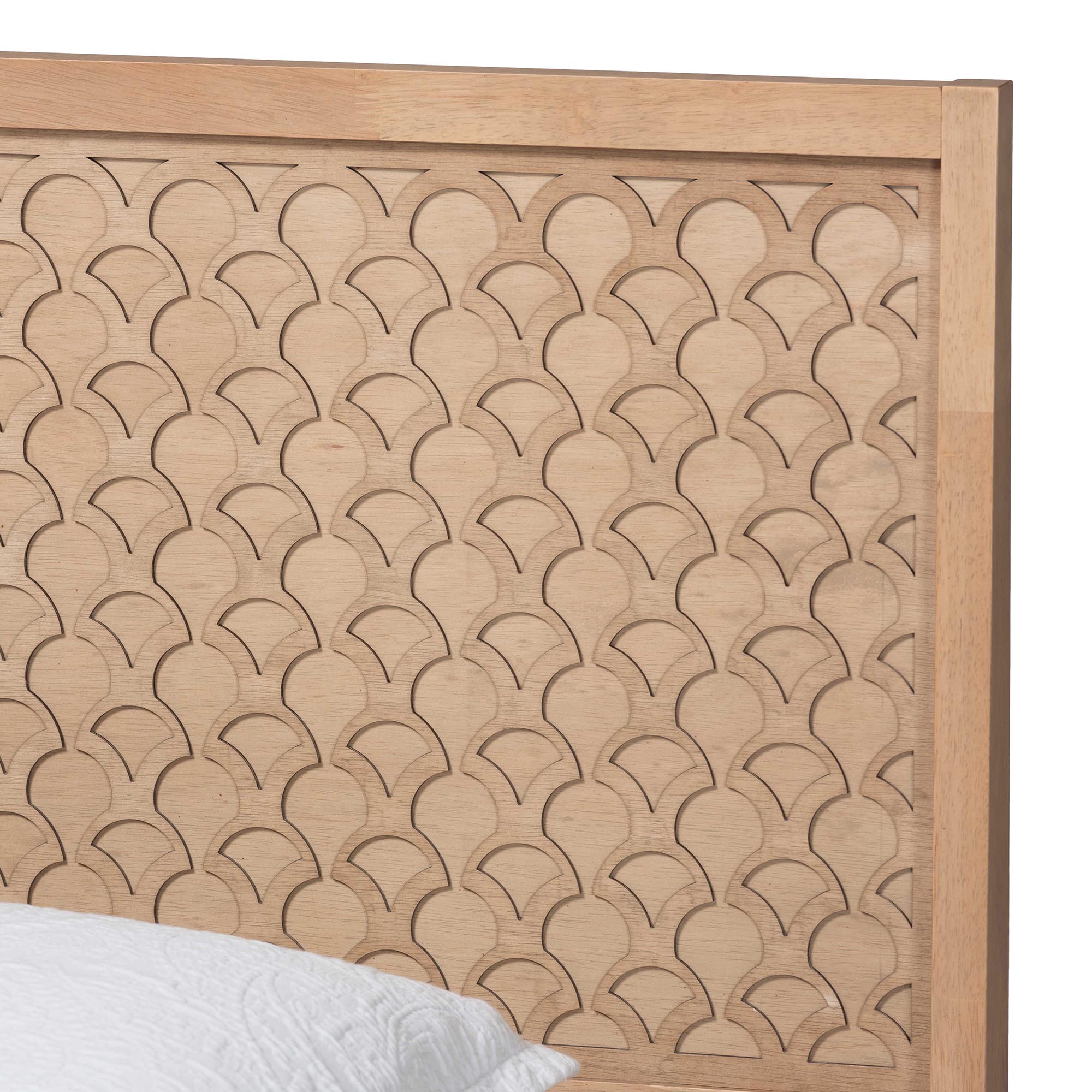 Baxton Studio Lara Twin 4-Piece Bedroom Set - Modern Wood Bed Frame with Matching Nightstands and Dresser, Decorative Laser-Cut Overlay, oak Brown
