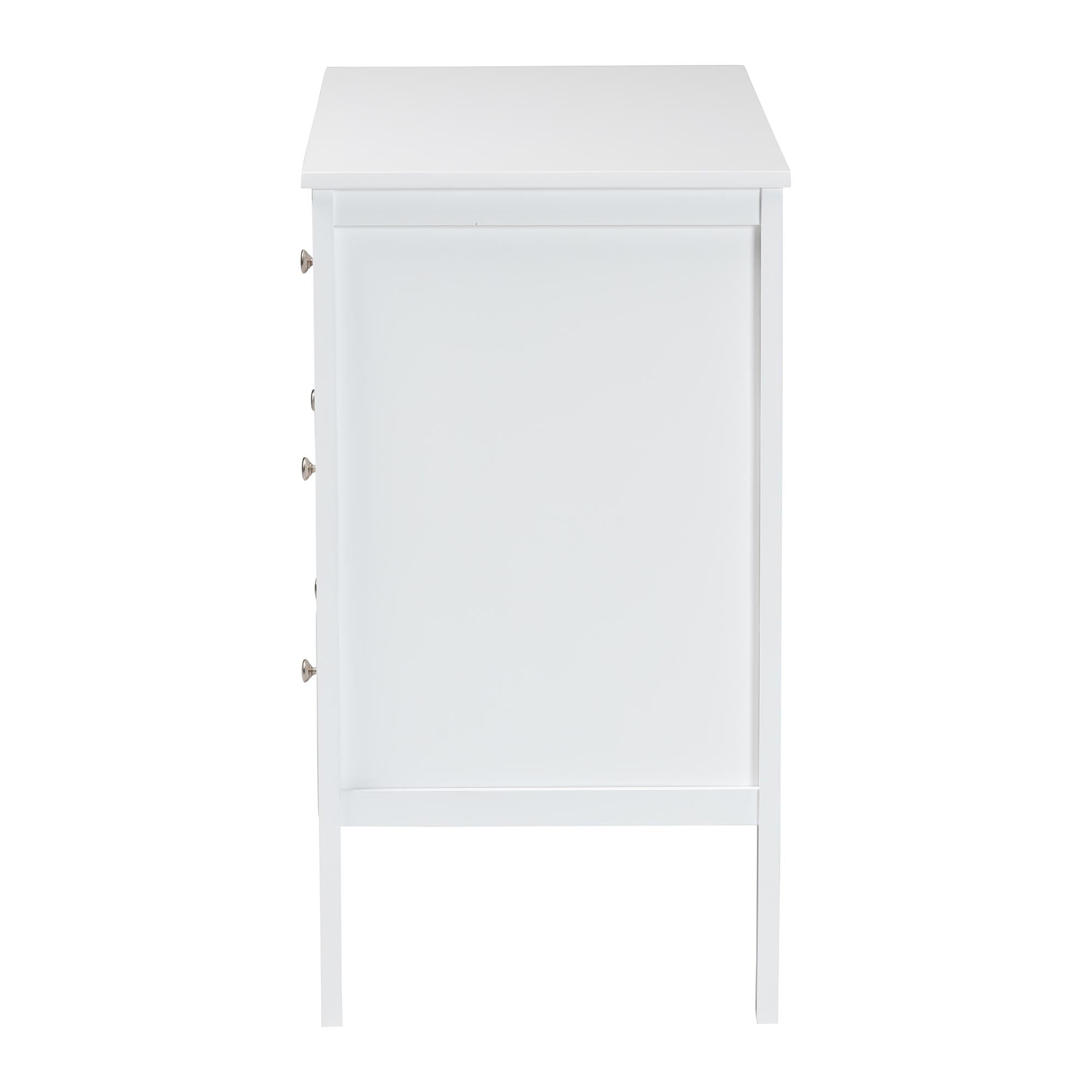 Baxton Studio Lara Dresser - 6-Drawer Bedroom Storage Chest with Laser-Cut Geometric Overlay for Clothing and Organization, White