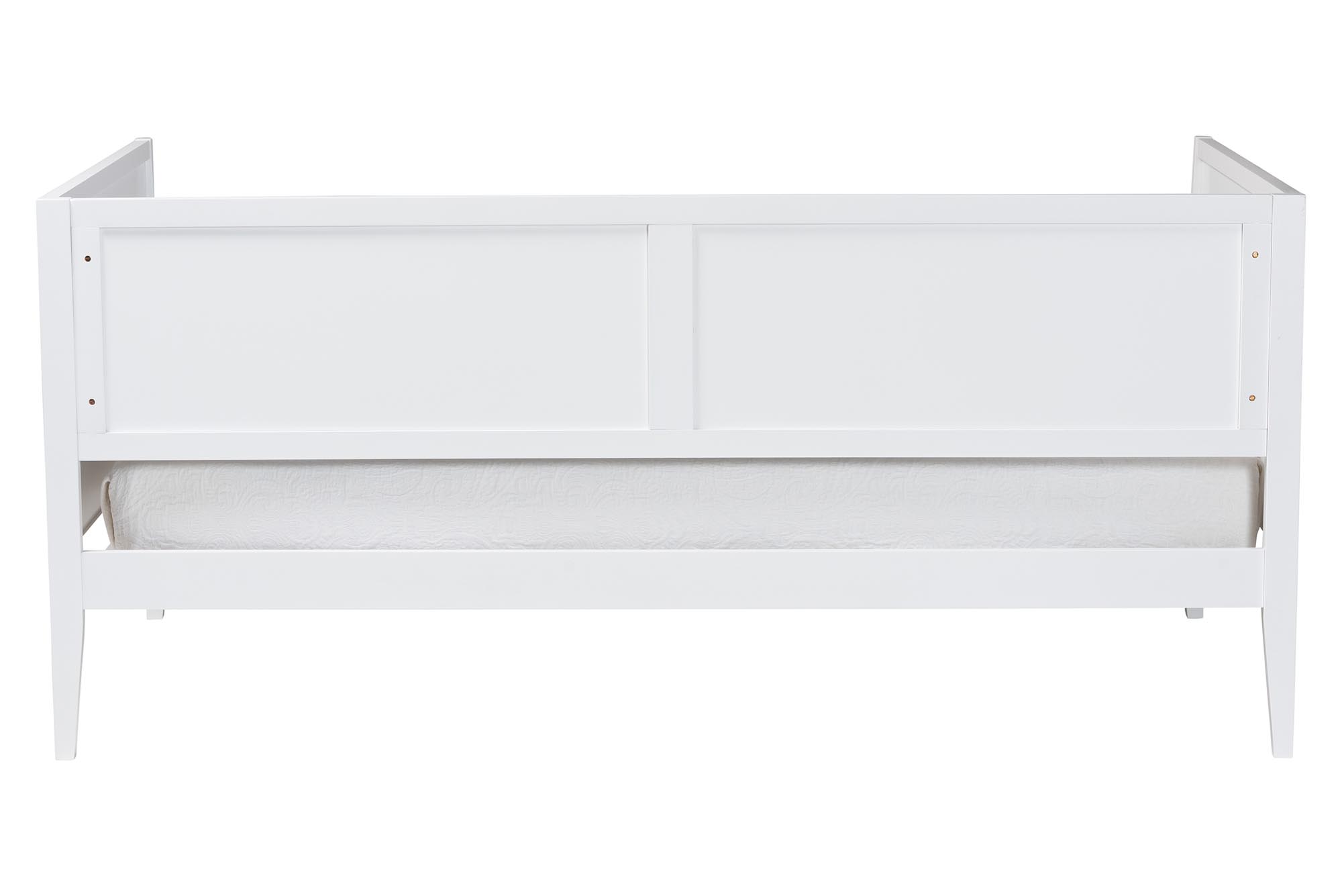 Baxton Studio Lara Twin Daybed - Modern Wood Bed Frame with Wraparound Laser-Cut Decorative Headboard Overlay, White