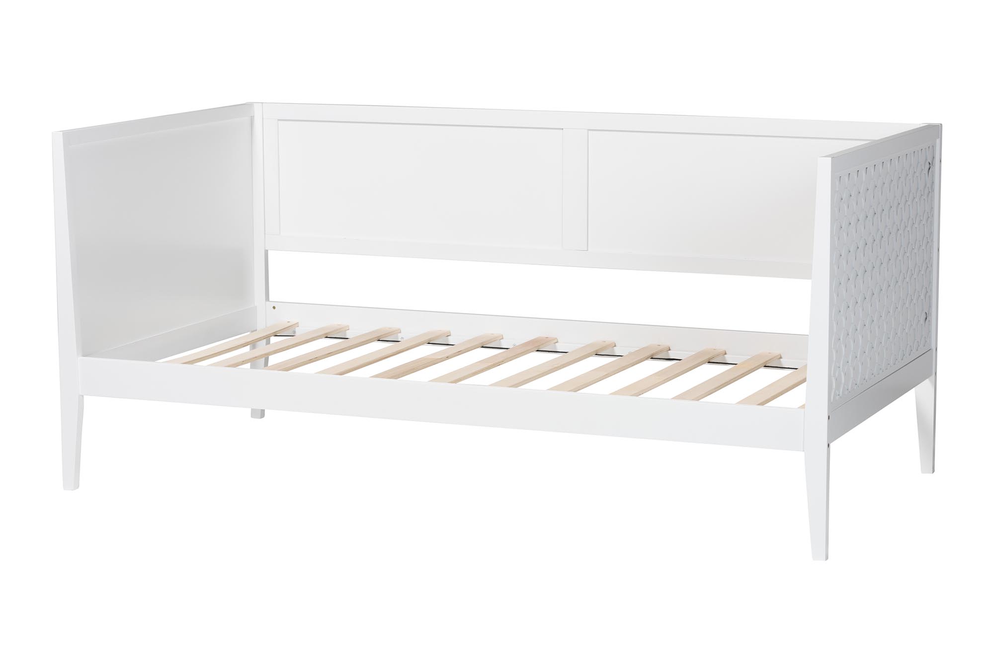 Baxton Studio Lara Twin Daybed - Modern Wood Bed Frame with Wraparound Laser-Cut Decorative Headboard Overlay, White