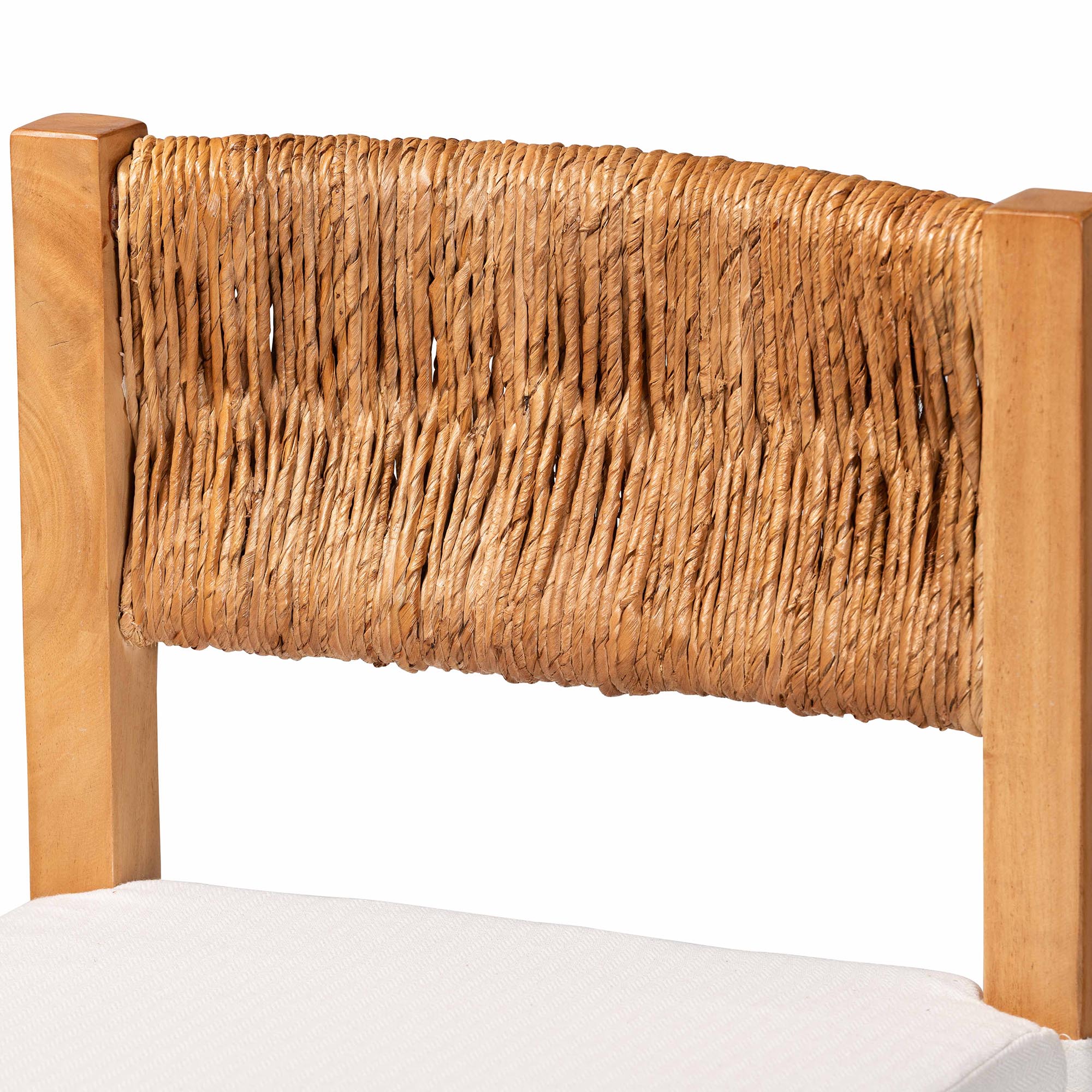 bali & pari Pava Woven Seagrass Counter Stool - Solid Mahogany Wood Stool with Textured Back, Coastal Boho Seating for Kitchen Island, Counter Height