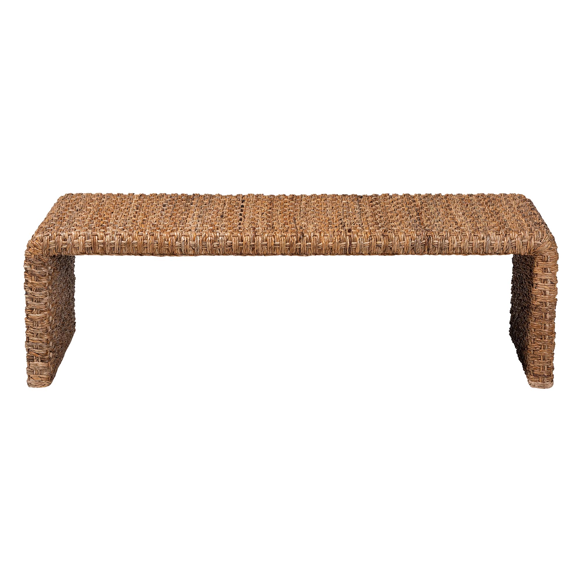 bali & pari Alda Handwoven Seagrass Coffee Table - Rustic Wicker Waterfall Accent Table for Living Room or Sunroom
