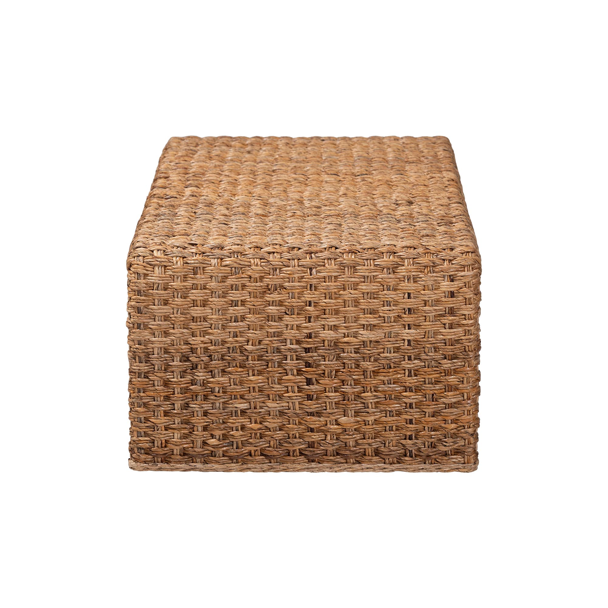 bali & pari Alda Handwoven Seagrass Coffee Table - Rustic Wicker Waterfall Accent Table for Living Room or Sunroom