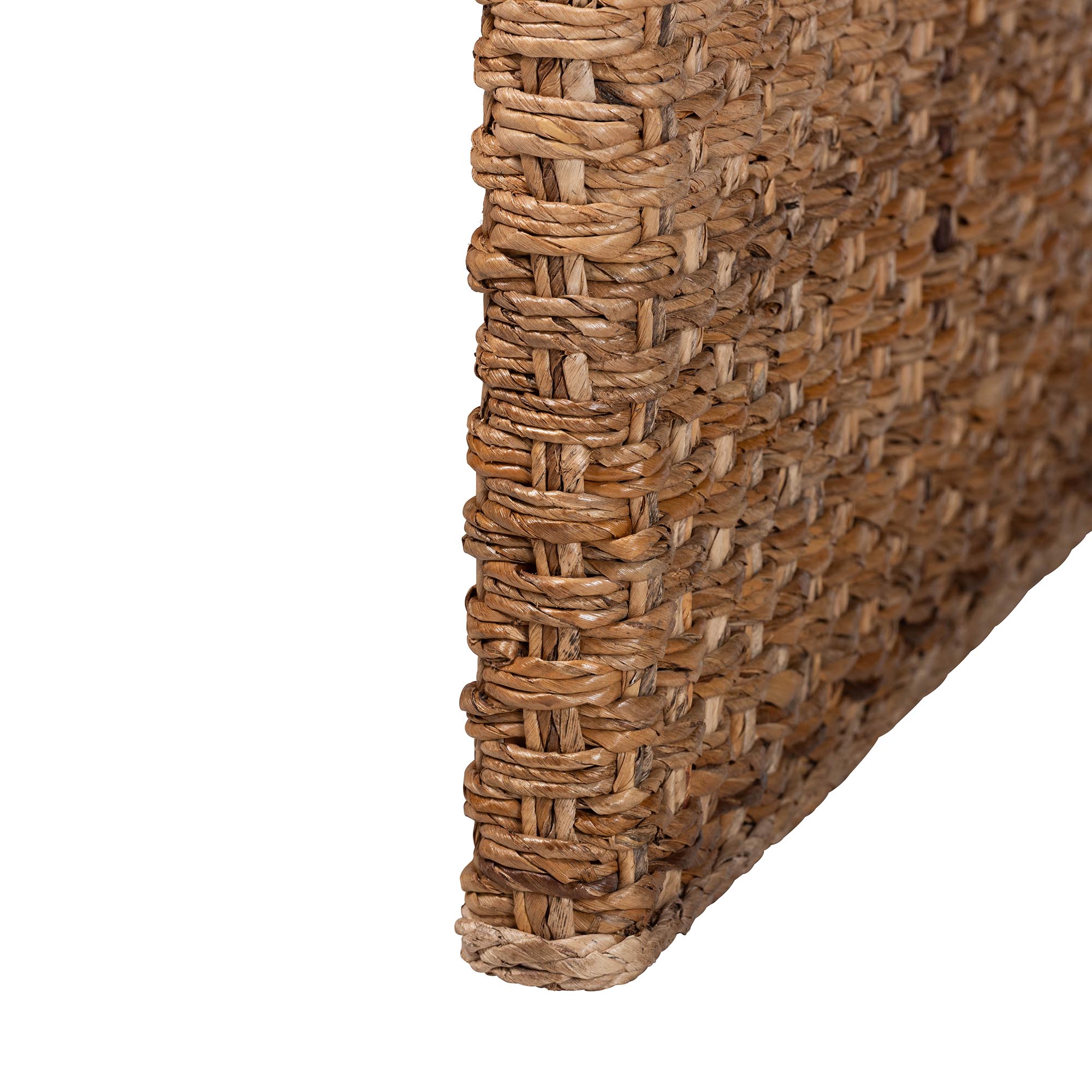 bali & pari Alda Handwoven Seagrass Coffee Table - Rustic Wicker Waterfall Accent Table for Living Room or Sunroom