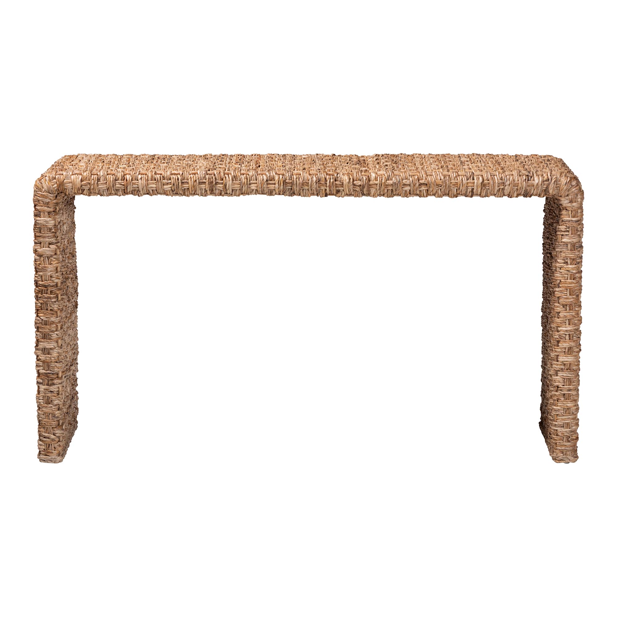 bali & pari Alda Handwoven Seagrass Console Table - Rustic Wicker Waterfall Accent Table for Living Room, Hallway, or Entryway